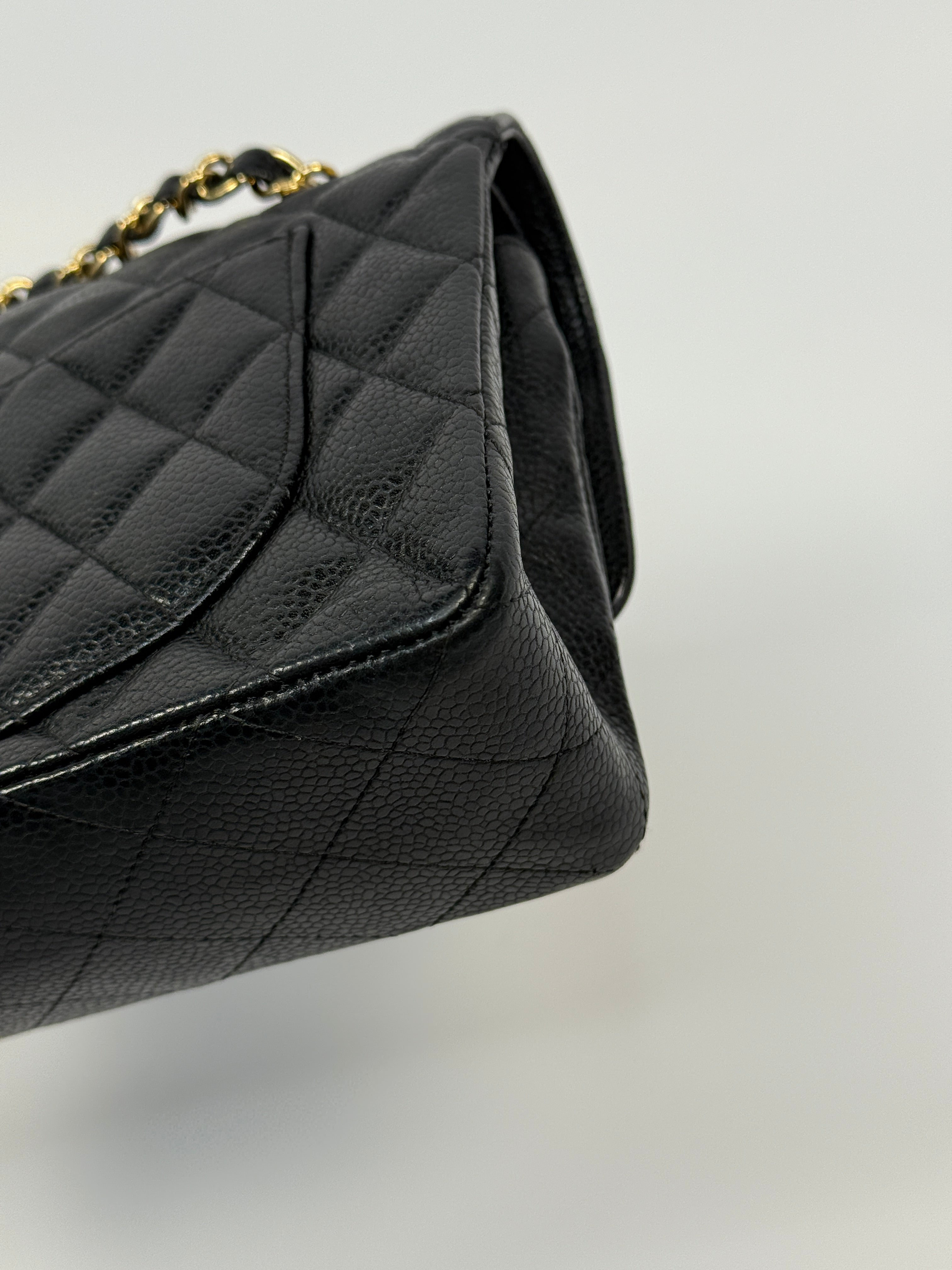 Chanel Small Vintage Classic Double Flap In Black Caviar Leather With Gold Hardware, Authentic And Preloved In Excellent Condition