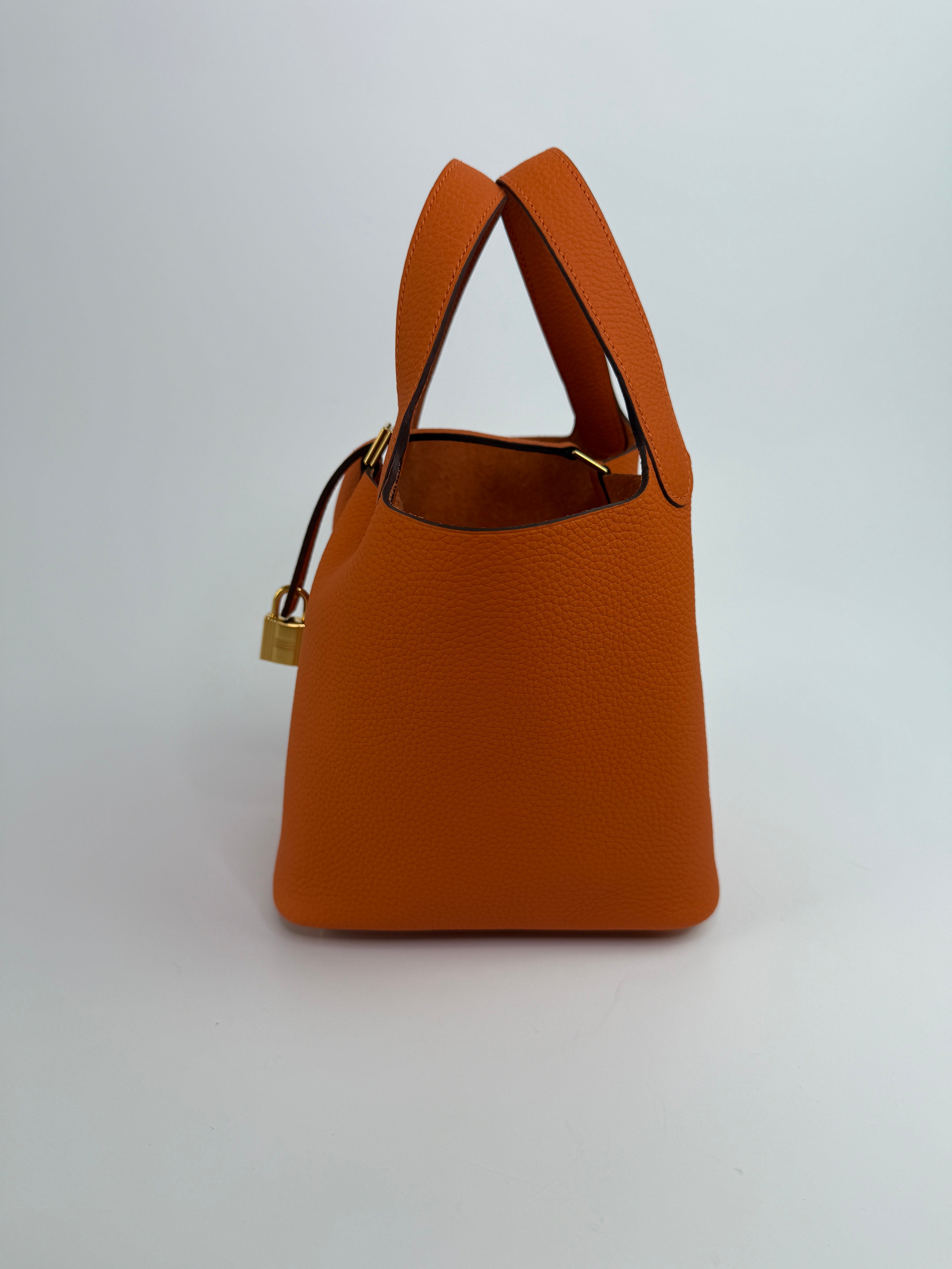 Hermès Picotin 18 In Orange Clemence Leather With GHW