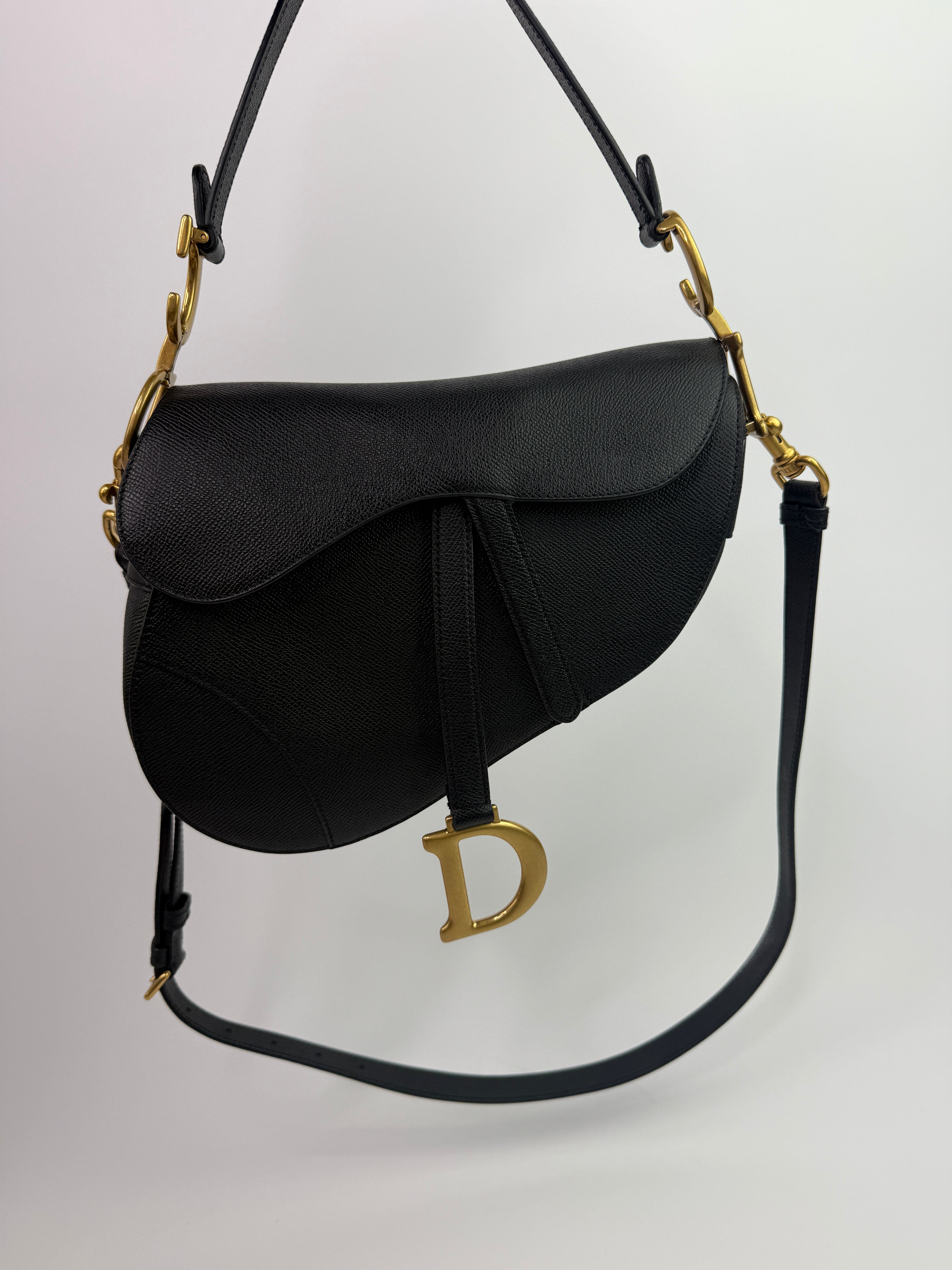 Christian Dior Saddle Bag In Calfskin Leather With Strap