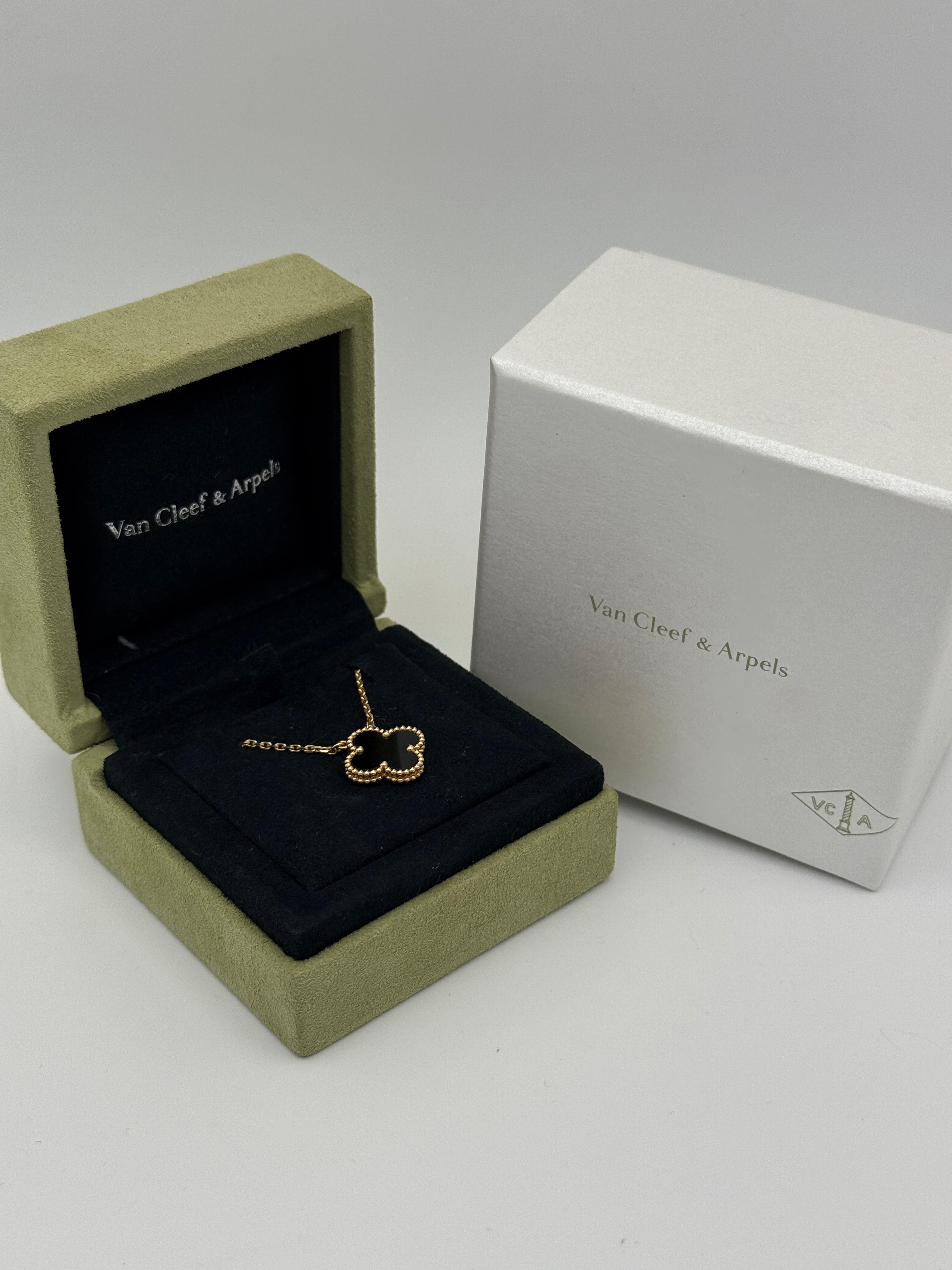 Van Cleef & Arpels Vintage Alhambra Onyx Pendant Authentic and preloved in excellent condition