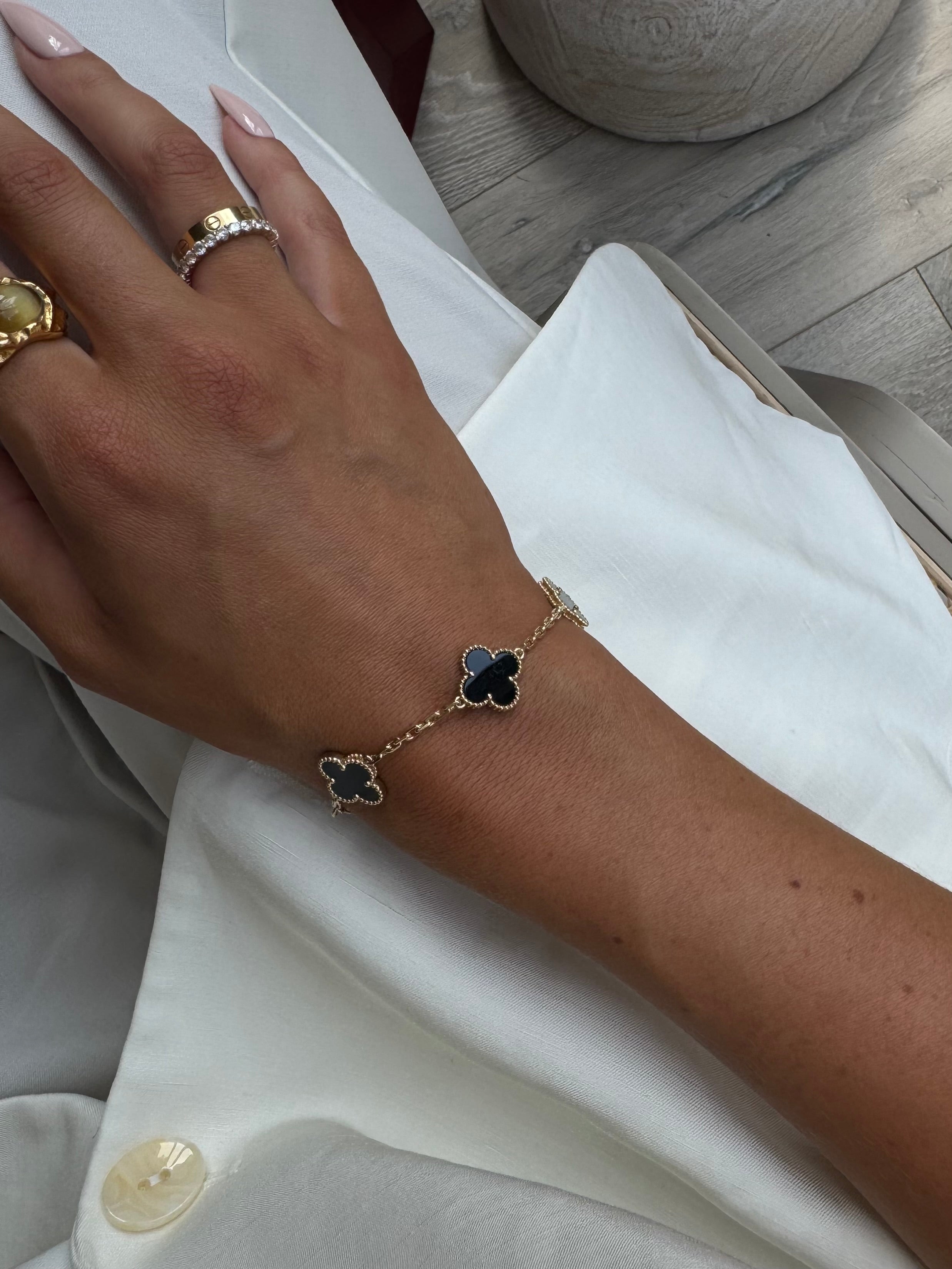 Van Cleef & Arpels Vintage Alhambra Bracelet, 5 Motifs Onyx