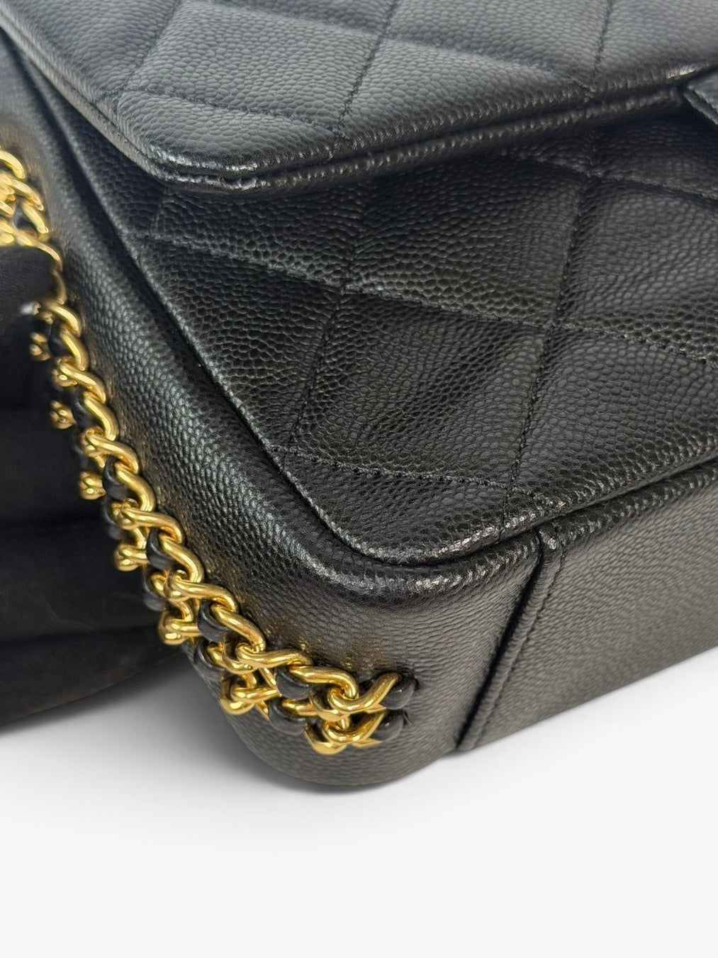 Chanel Seasonal Flap Bag In Black Caviar Leather With Gold Hardware