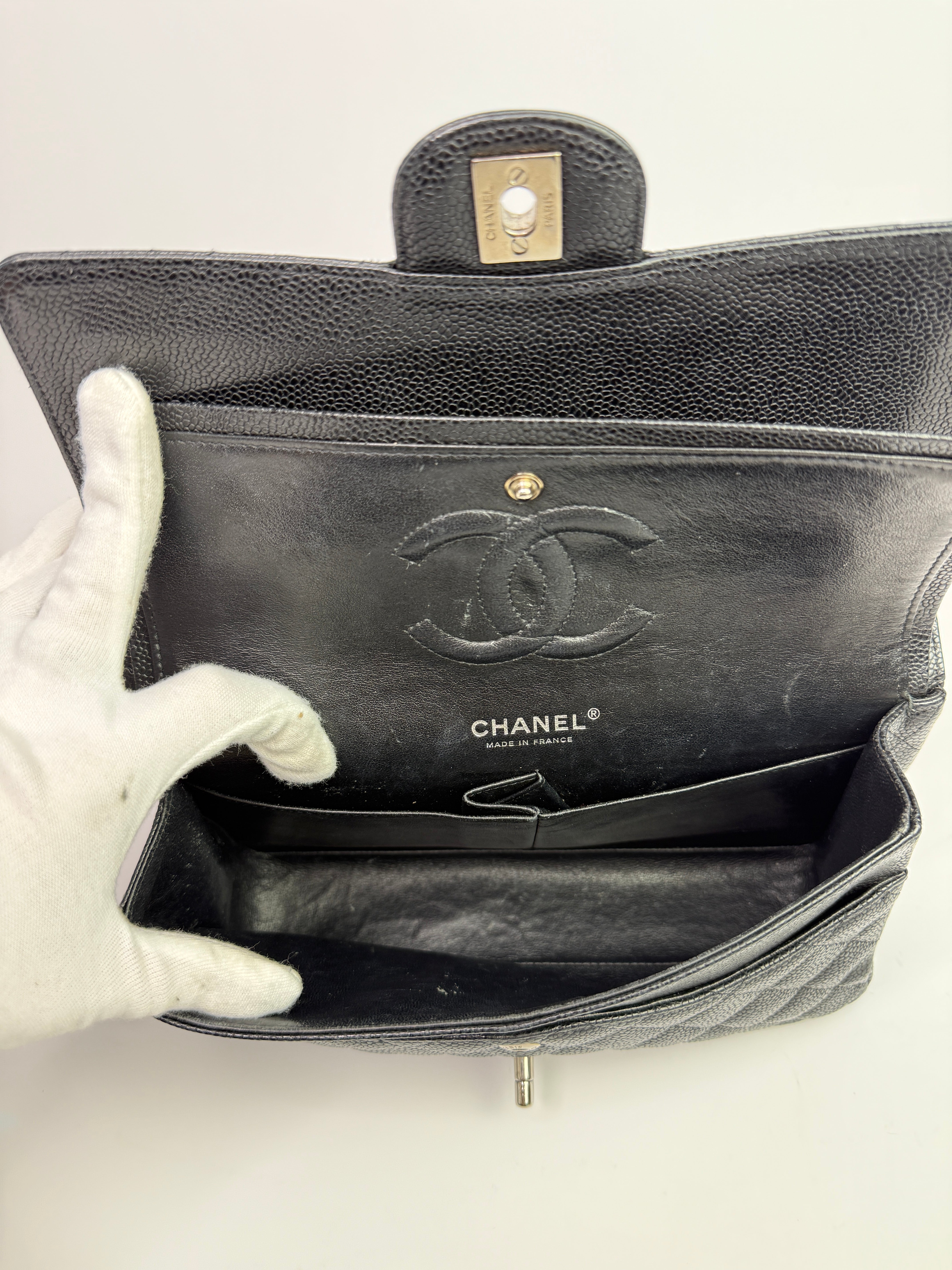Chanel Medium Classic Double Flap Black Caviar Leather With SHW