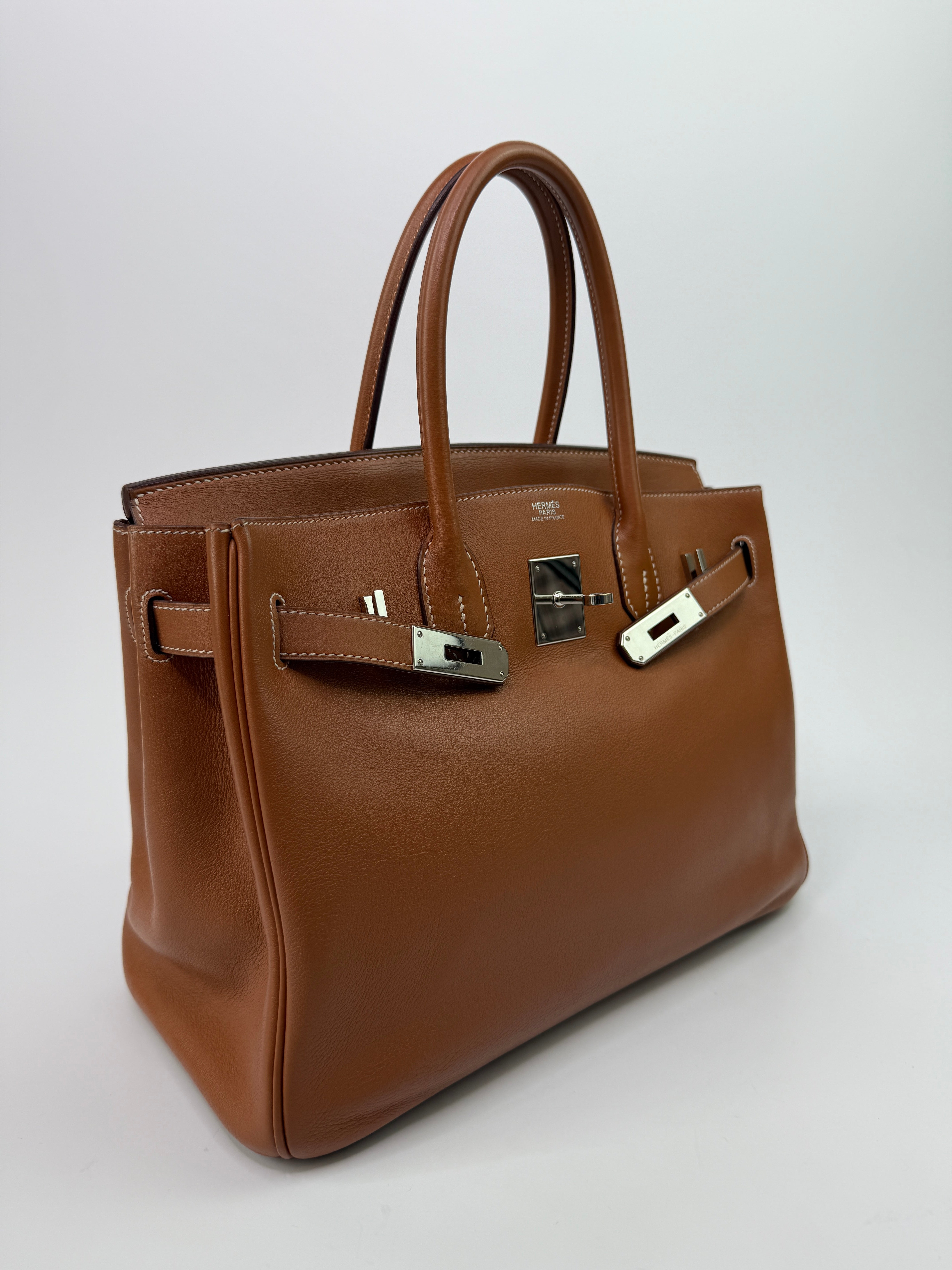 Authentic Pre Loved Hermès Birkin 30 In Gold Swift Leather With Palladium Hardware Very Good Condition