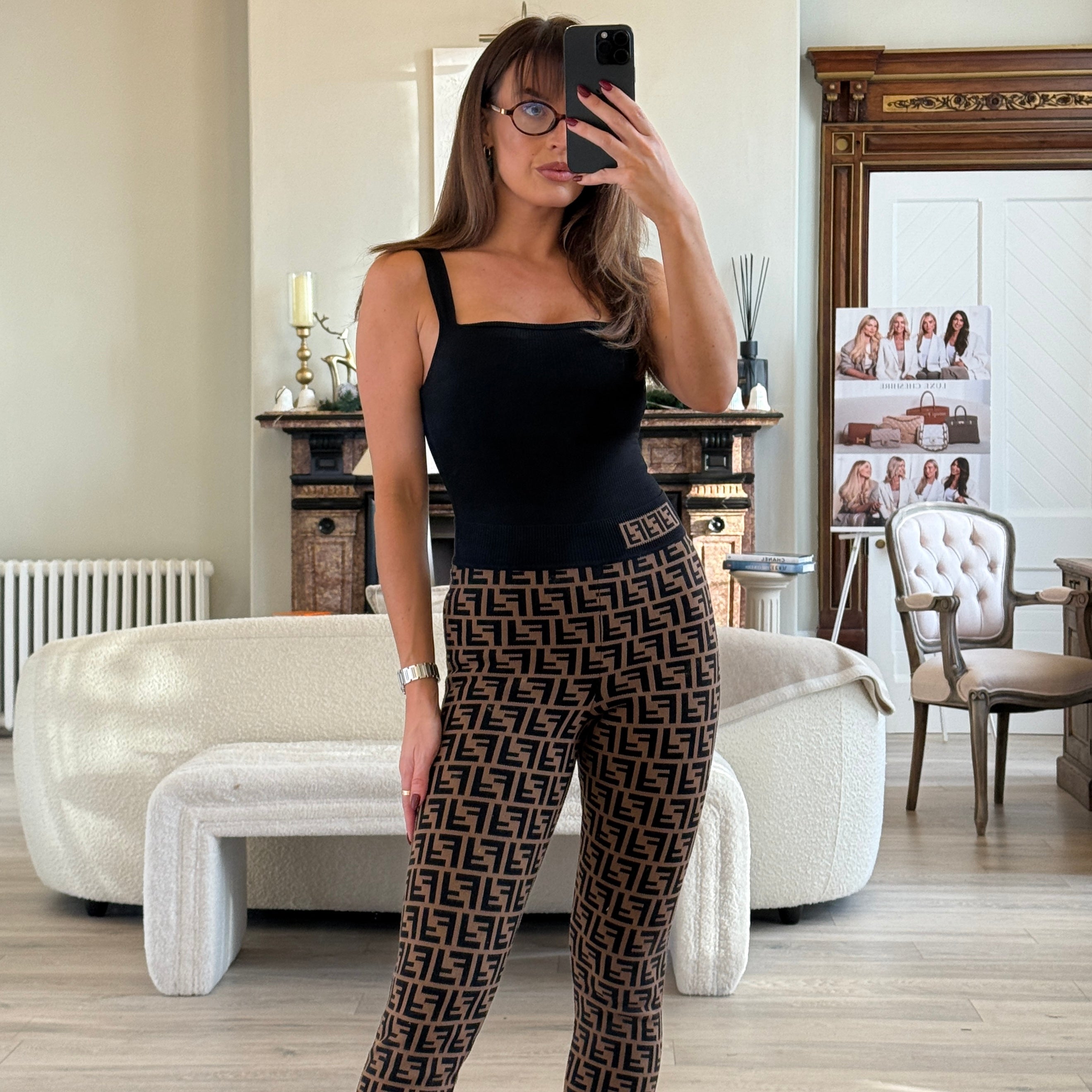 Fendi FF Brow/Black Leggings (Size IT38/UK6) Authentic and preloved. Excellent condition.