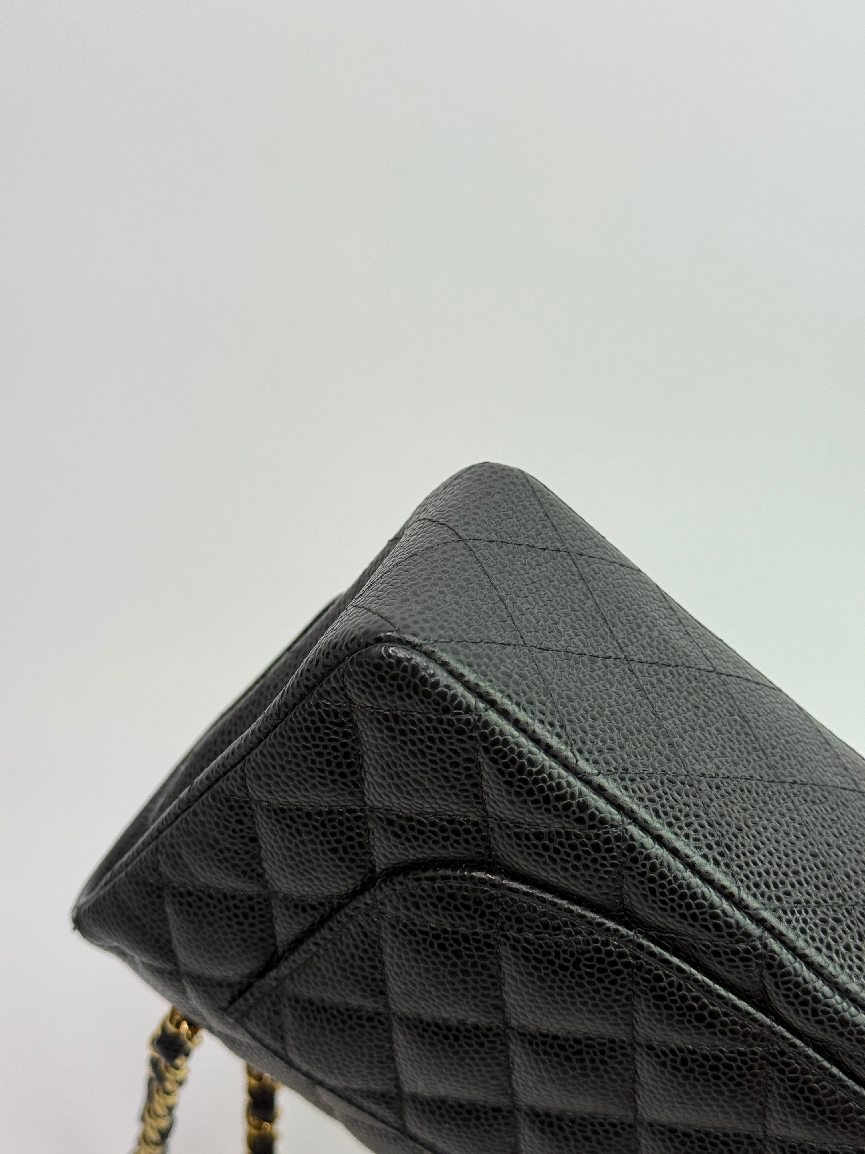 Chanel Small Classic Double Flap In Black Caviar Leather With GHW