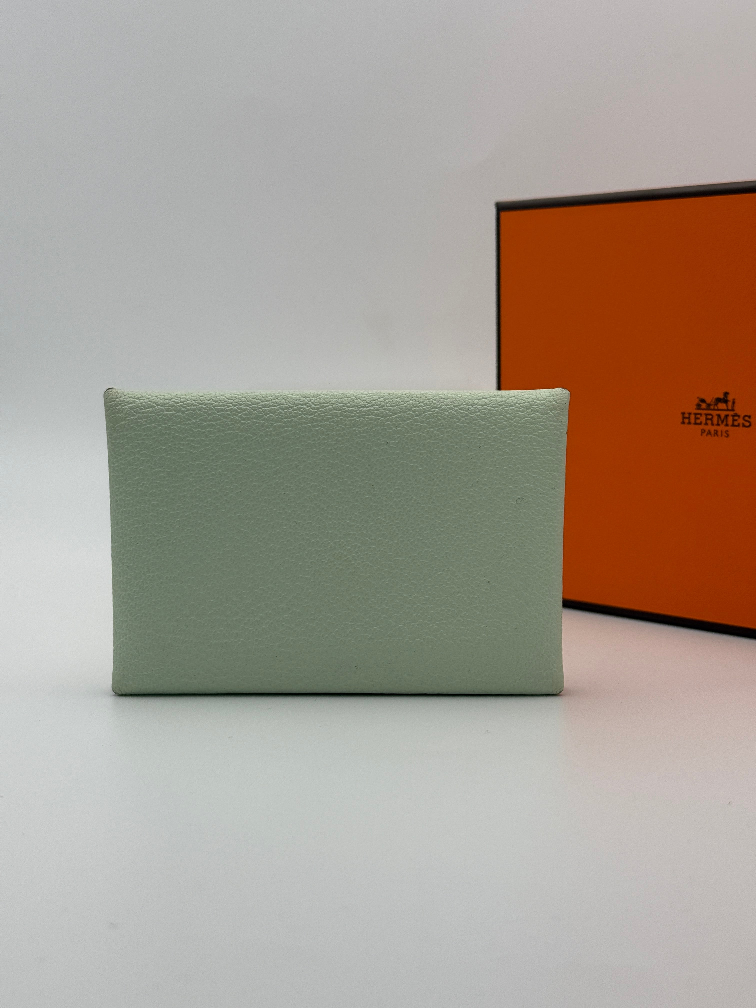 Hermès H Calvi Duo Wallet In Vert Fizz & Green Bamboo