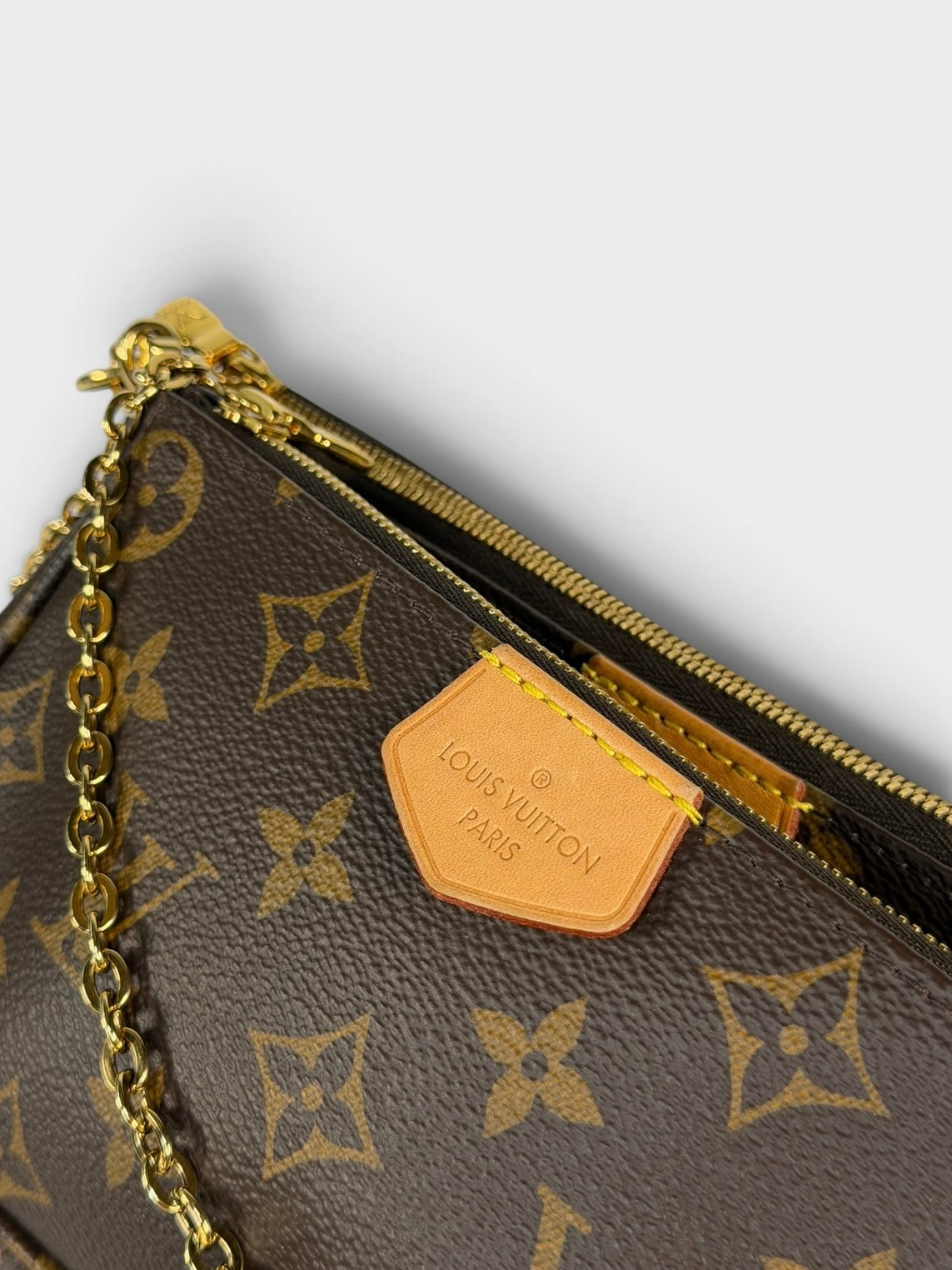 Louis Vuitton Multi Pochette In Monogram Canvas With Gold Hardware 100% authentic and preloved in excellent condition