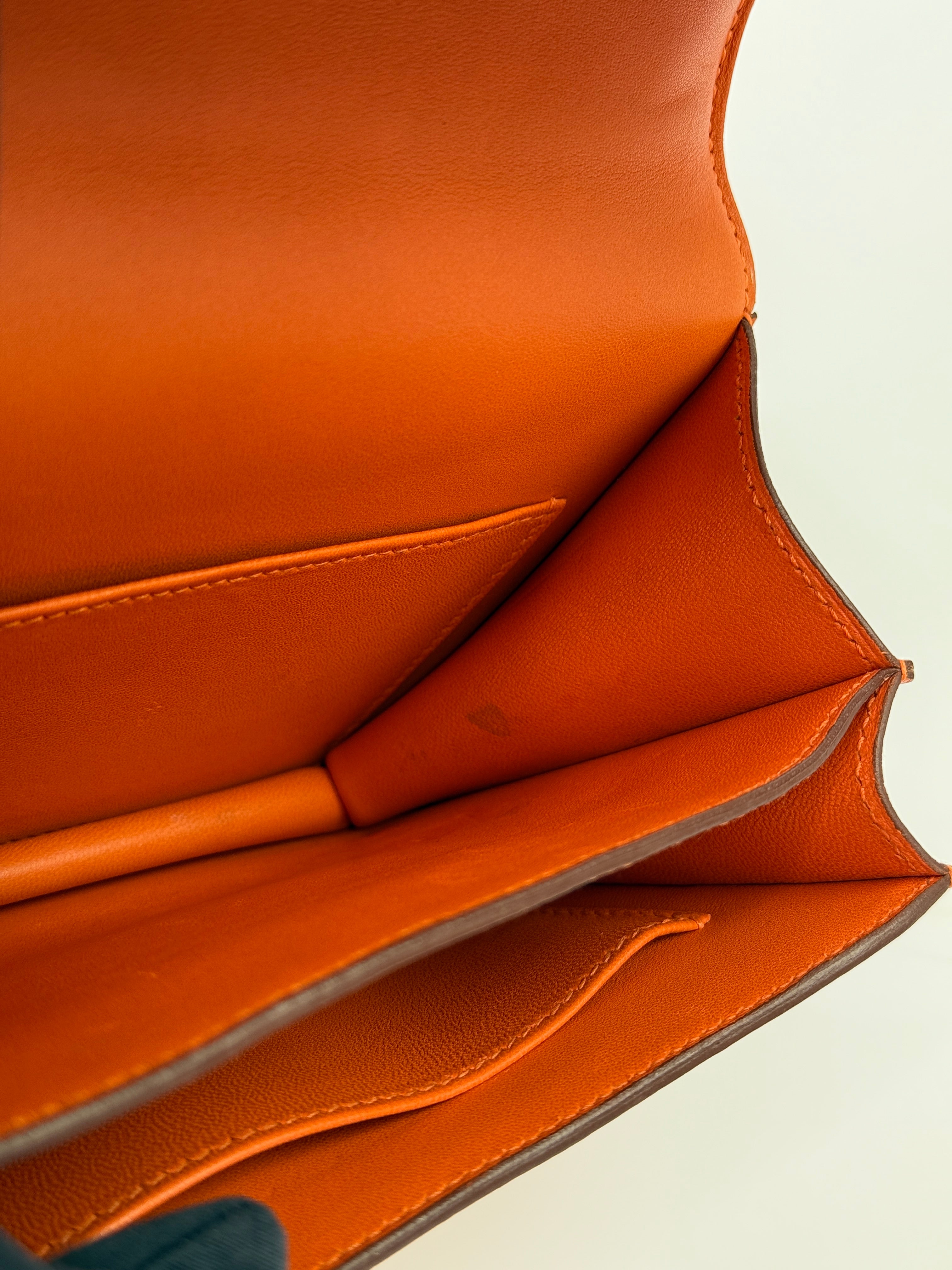 Authentic Pre Loved Hermès Constance 18 In Orange Epsom Leather With Palladium Hardware Very Good Condition