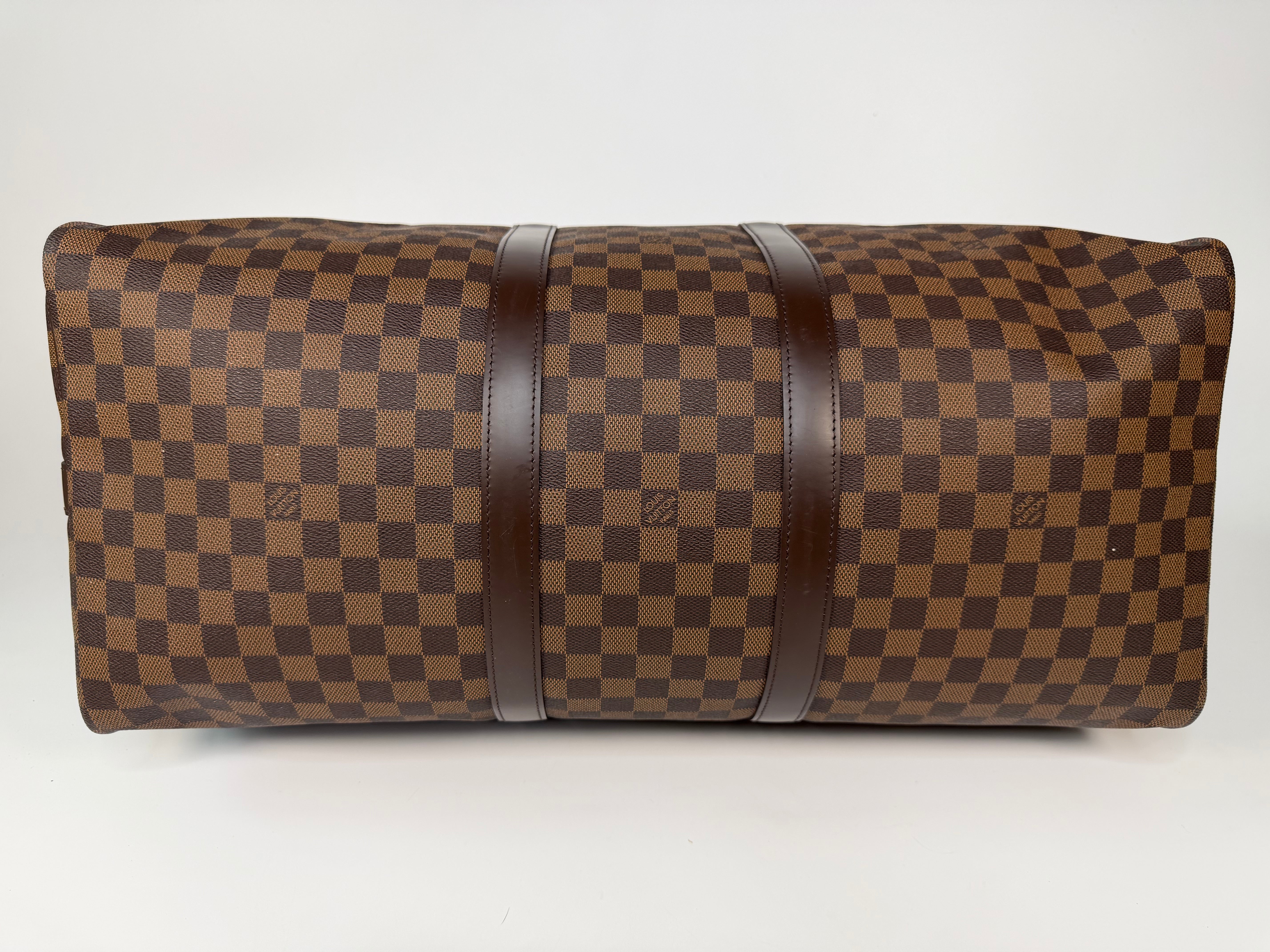 Louis Vuitton Keepall 55 In Damier Ebene Gold Hardware