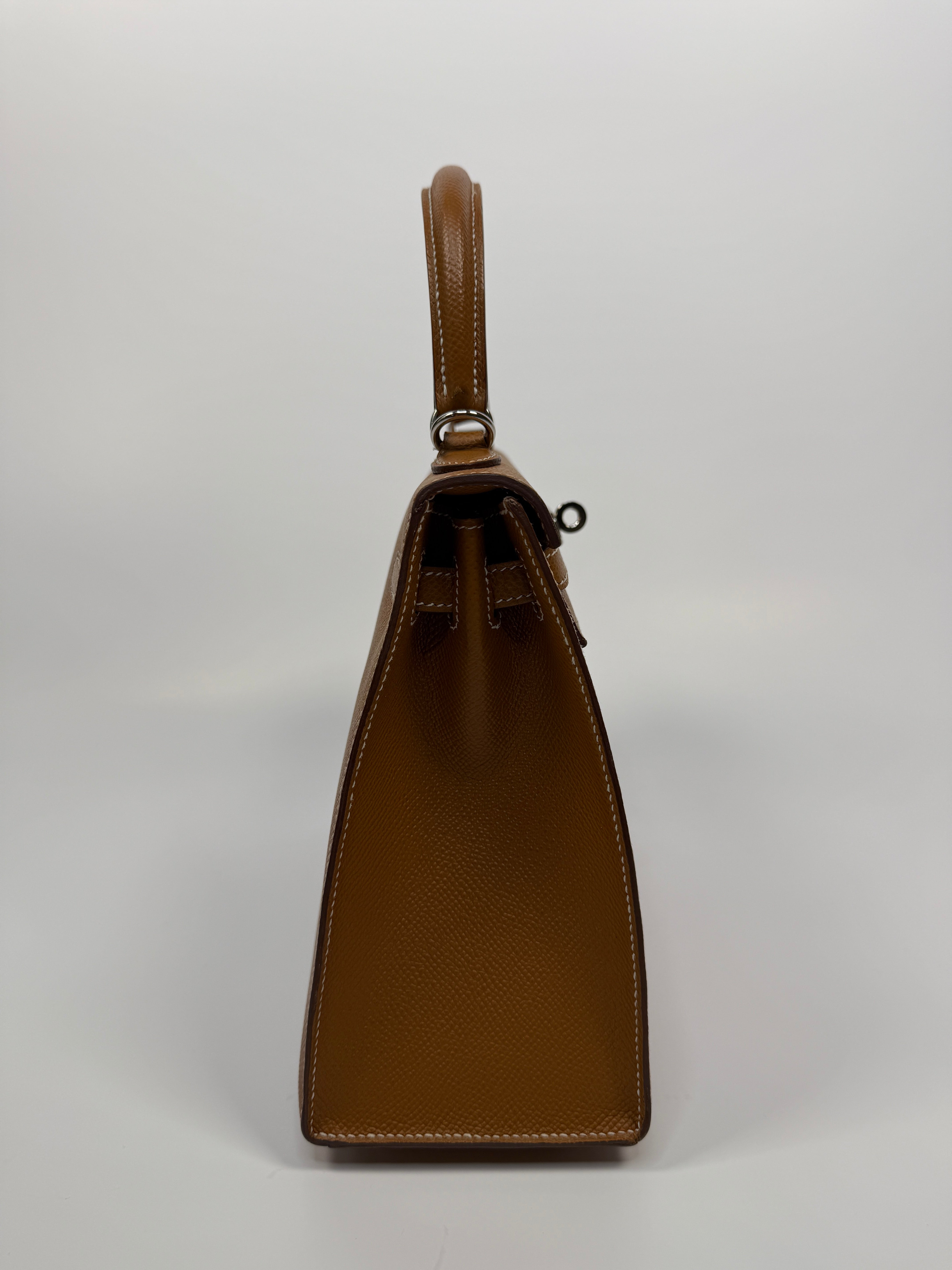 Authentic Pre Loved Hermès Kelly 25 Sellier In Gold Epsom Leather With Palladium Hardware Excellent Condition