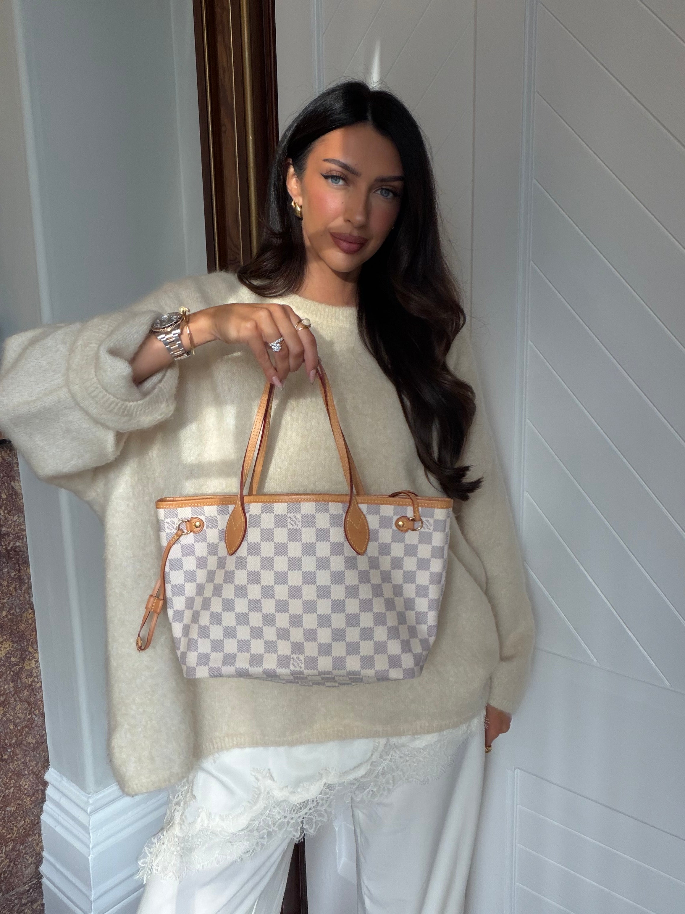 Louis Vuitton Neverfull PM Bag In Damier Azur. Authentic and pre loved in excellent condition