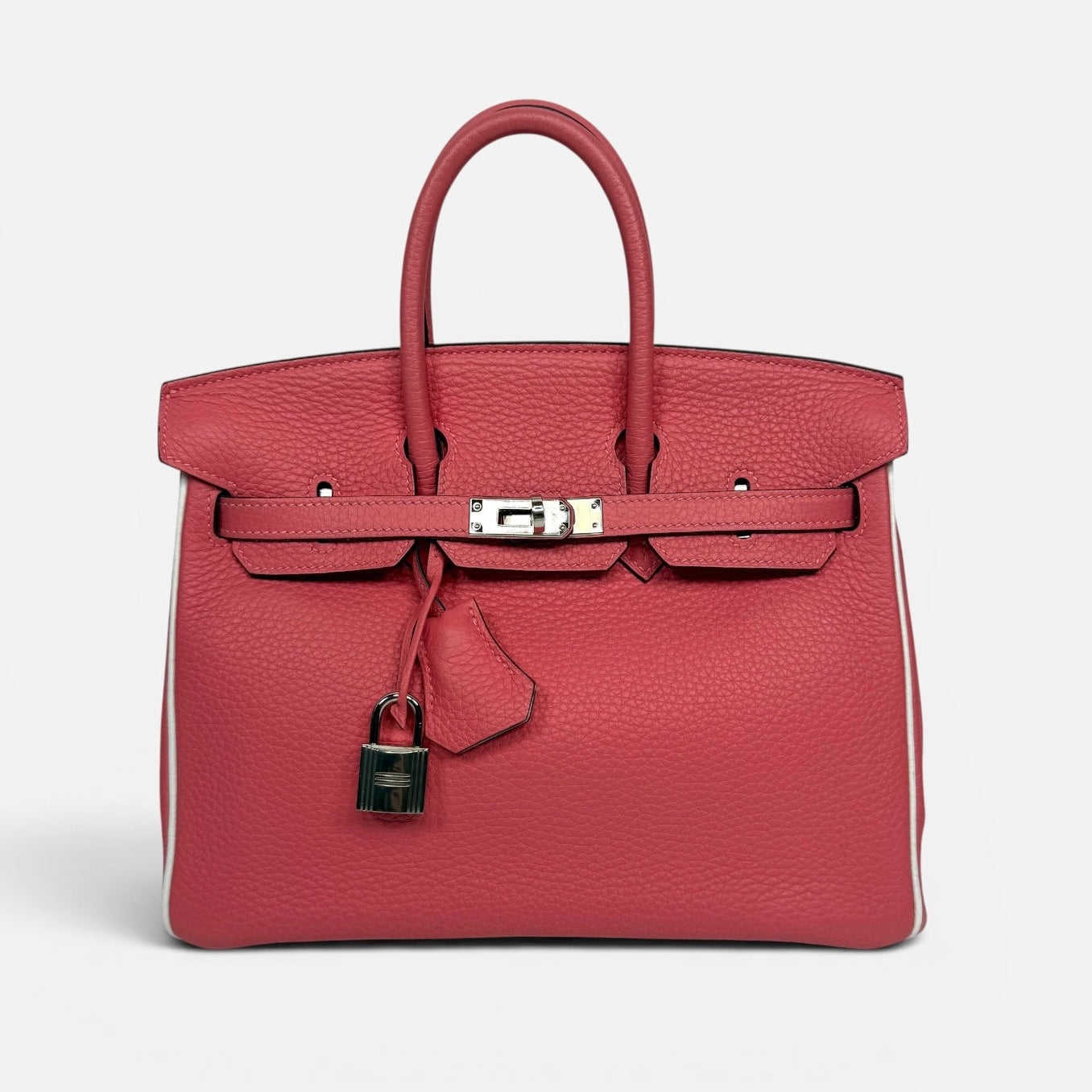 Hermès Birkin 25 In Rose D’été & White Clemence Leather With PHW
