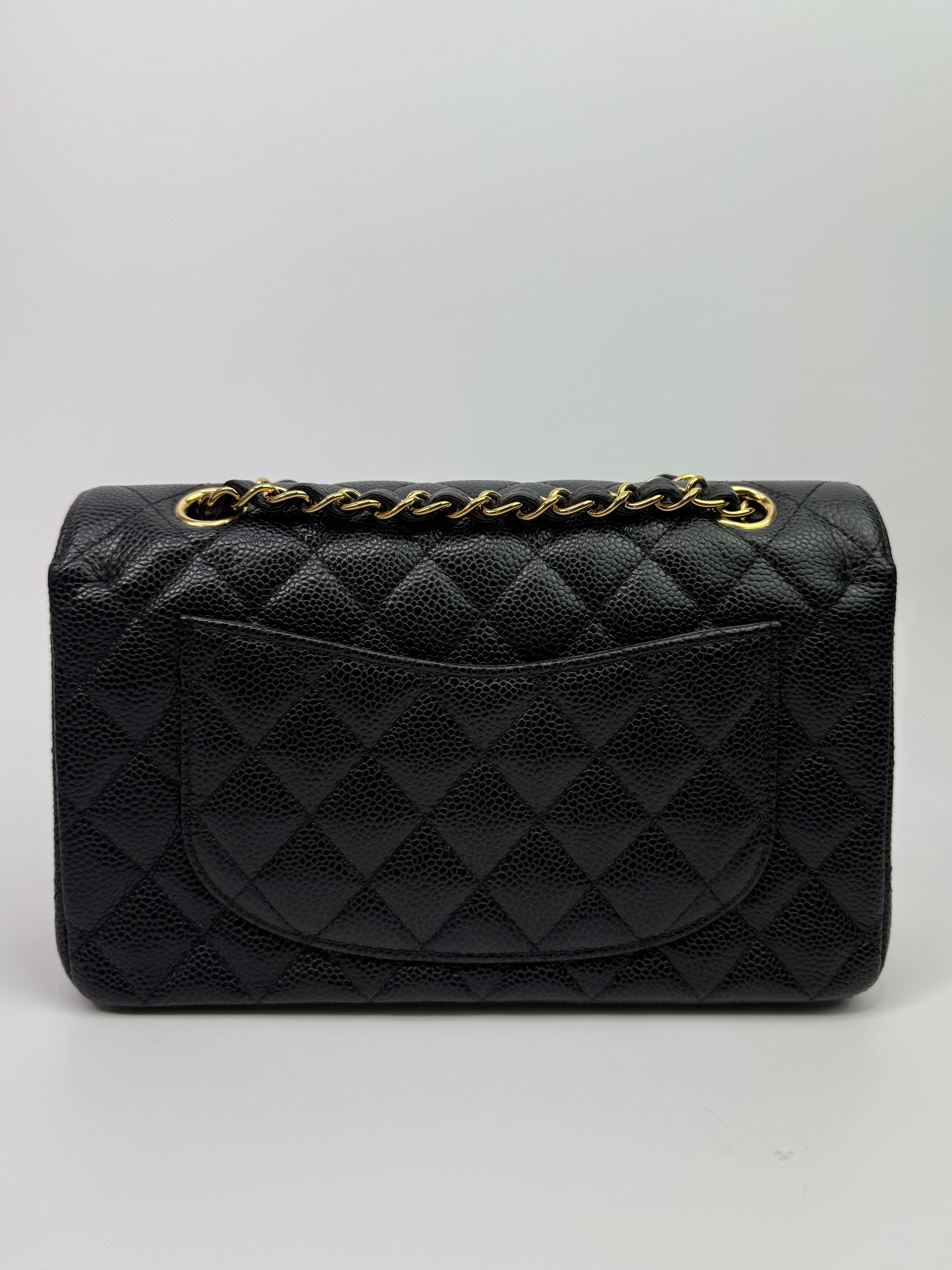 Chanel Small Classic Double Flap In Black Caviar Leather With GHW