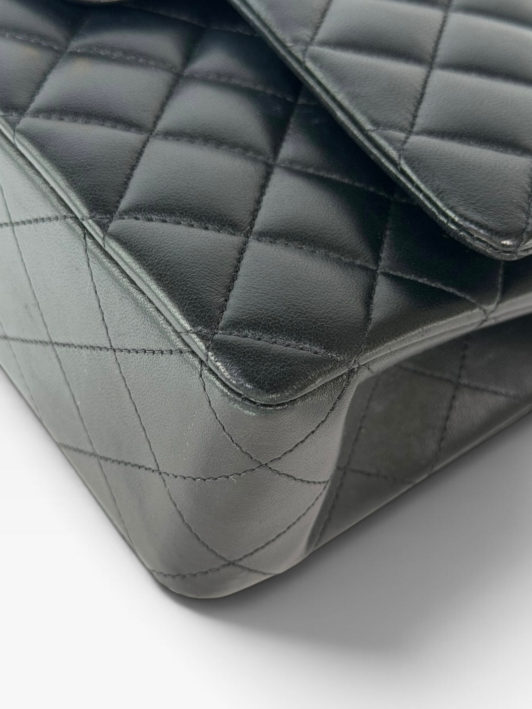 Chanel Medium Classic Double Flap In Black Lambskin Leather Gold Hardware. 100% authentic and preloved in excellent condition