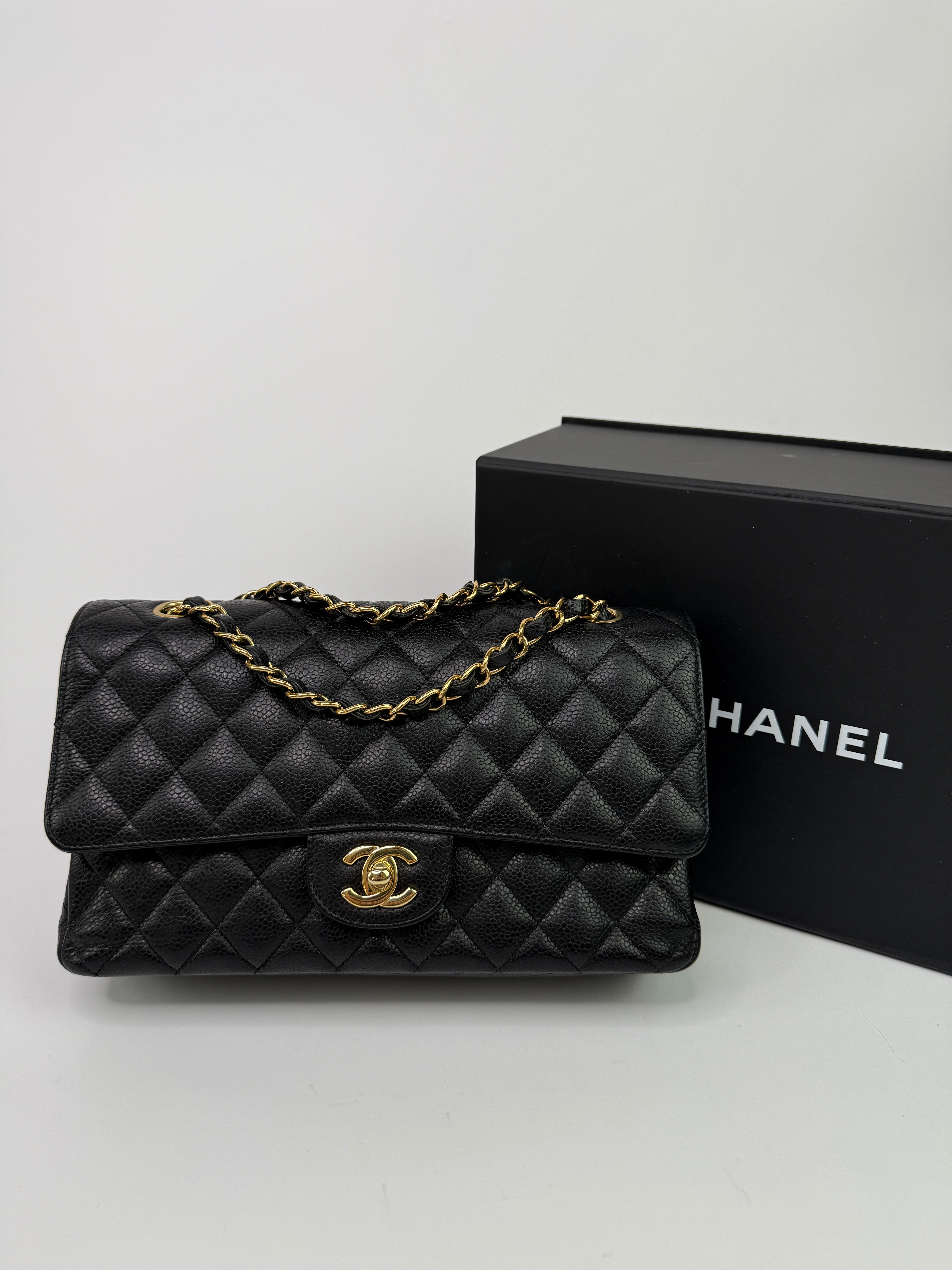 Chanel Medium Classic Double Flap Black Caviar With GHW