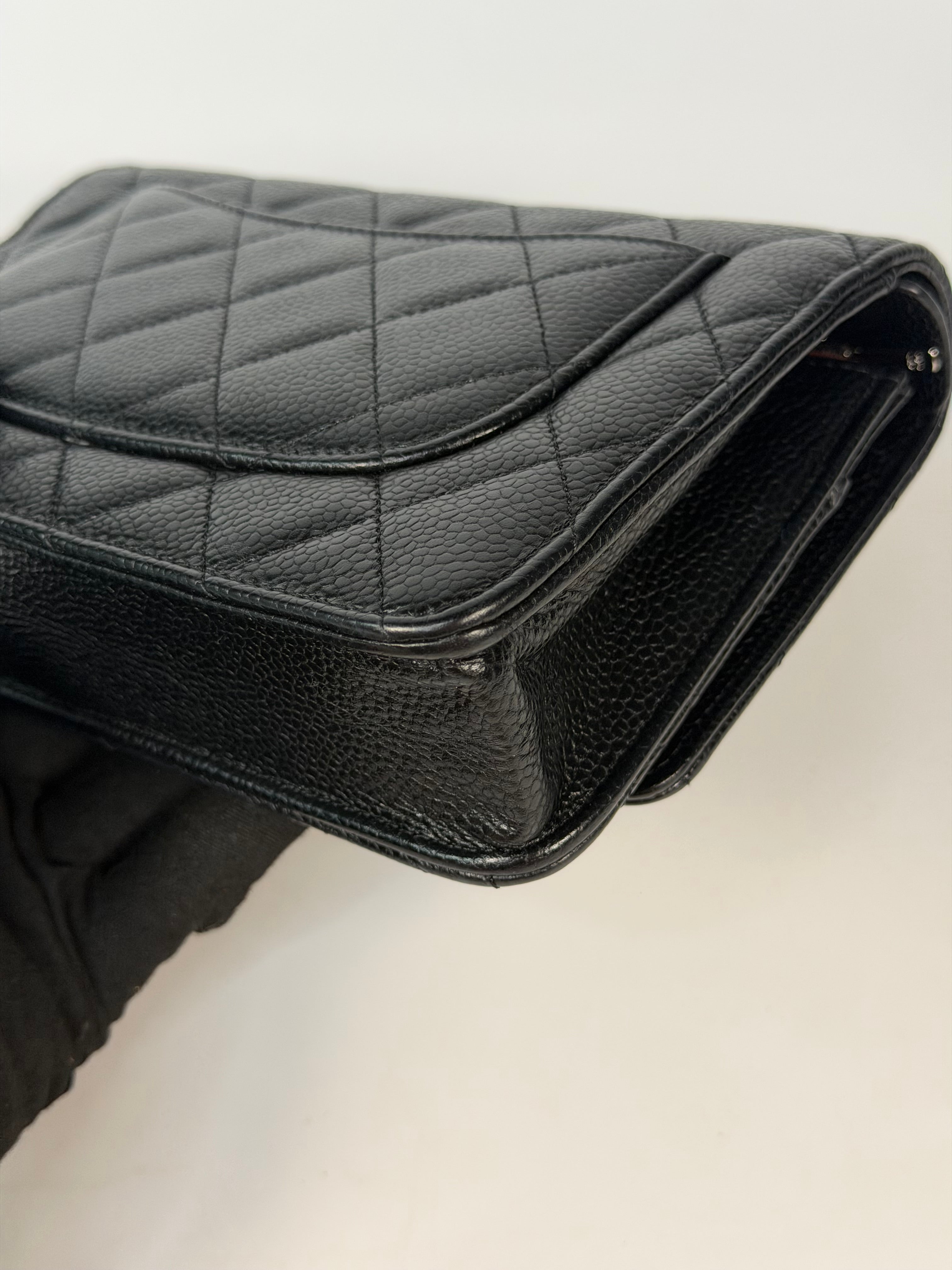 Chanel Wallet On Chain In Black Caviar With Silver Hardware in excellent condition 100% authentic and preloved