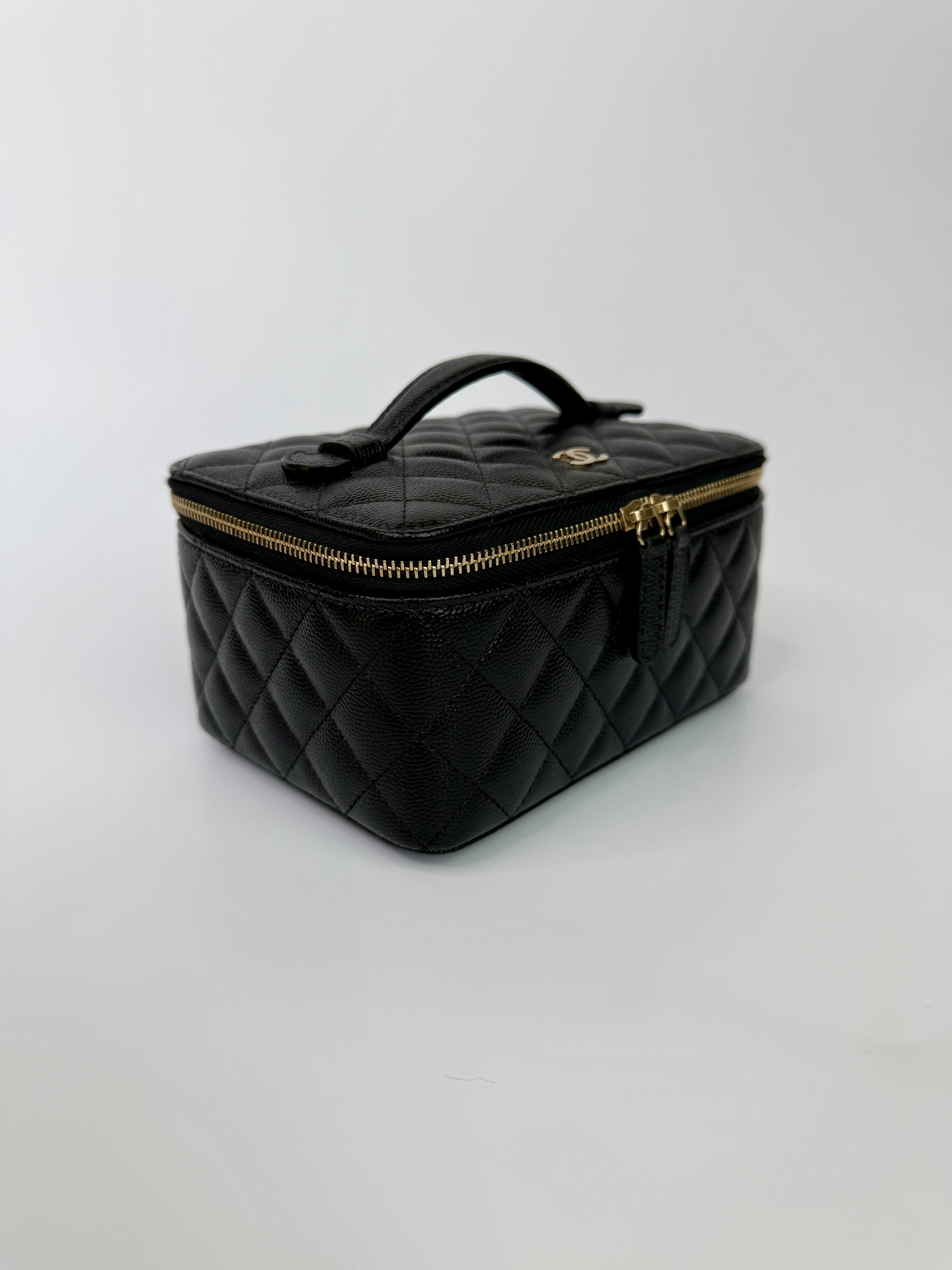 Chanel Vanity Case In Black Caviar Leather With Gold Hardware
Pre Loved & Authentic