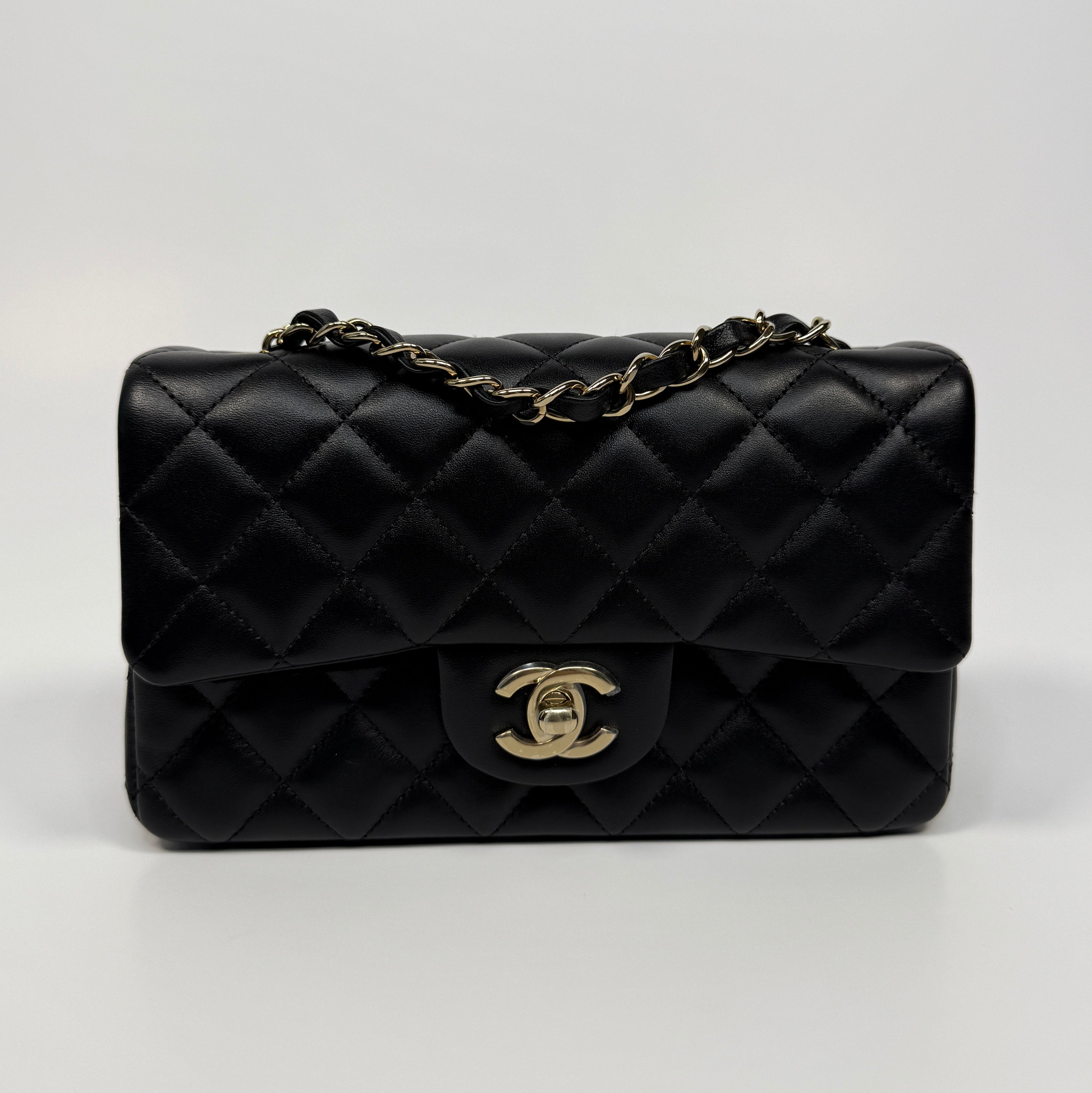Chanel Mini Rectangle In Black Lambskin With PGHW