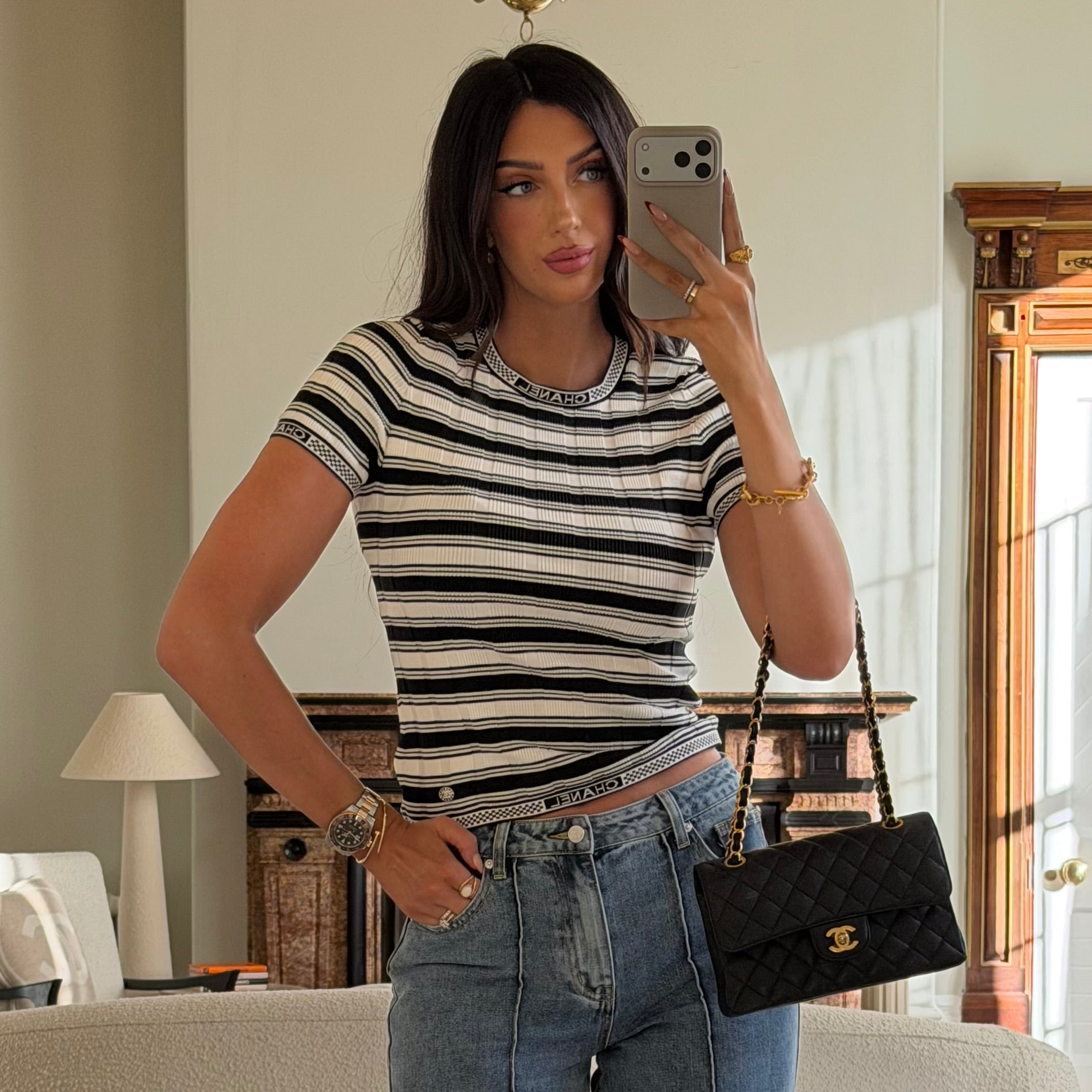 Chanel Logo Trim T-Shirt (Size 38/UK10)