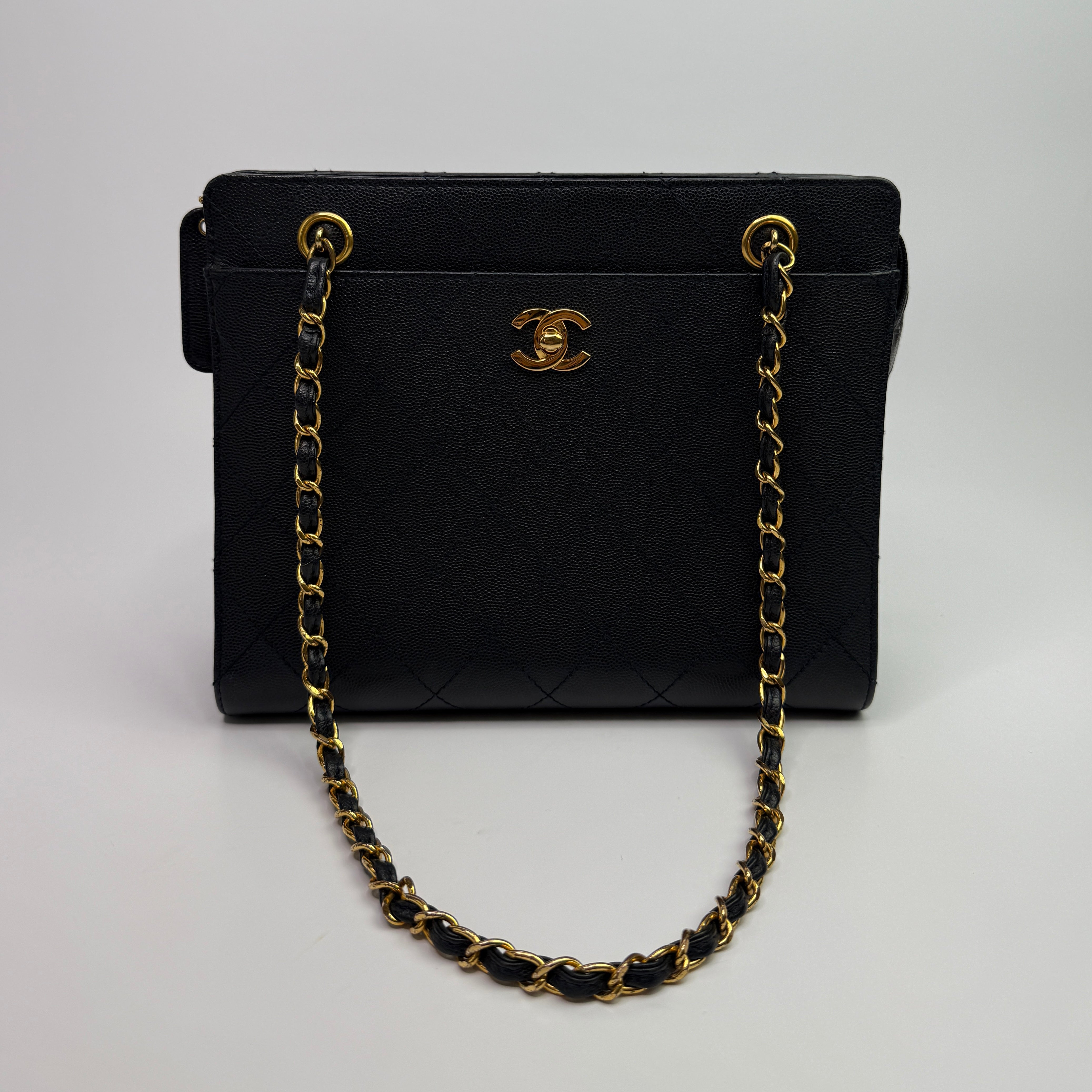 Chanel Vintage Black Caviar Tote Bag