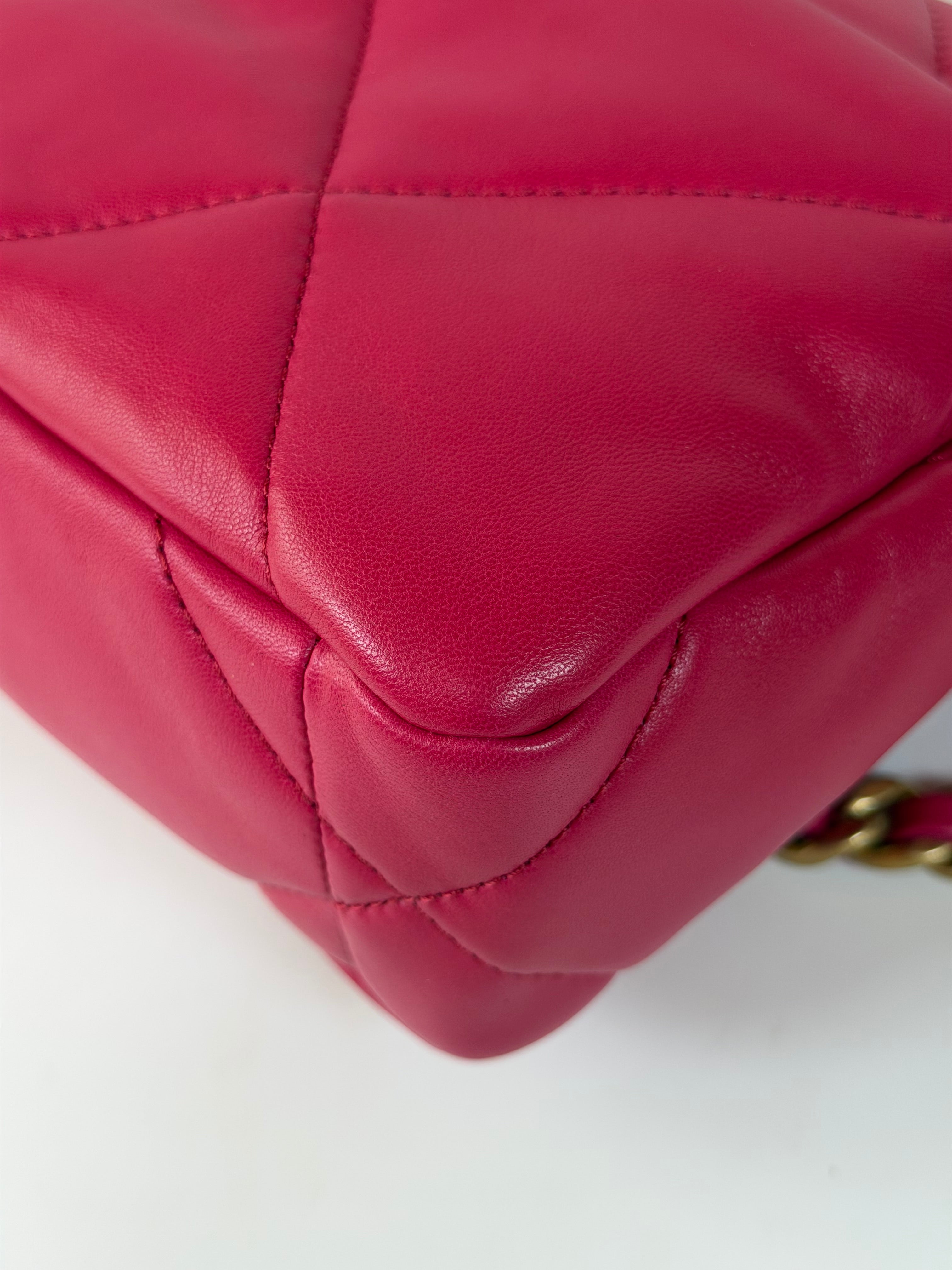 Chanel 19 Small In Pink Lambskin Leather With Mixed Hardware 100% authentic and preloved in excellent condition