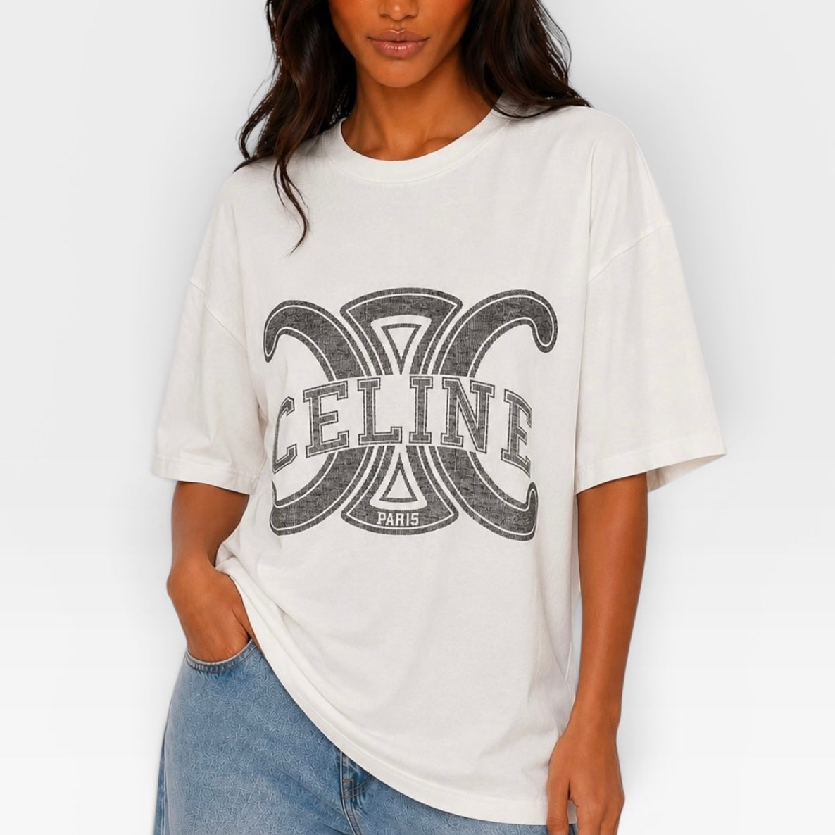 Celine Oversized Triomphe T-Shirt (Size XS )