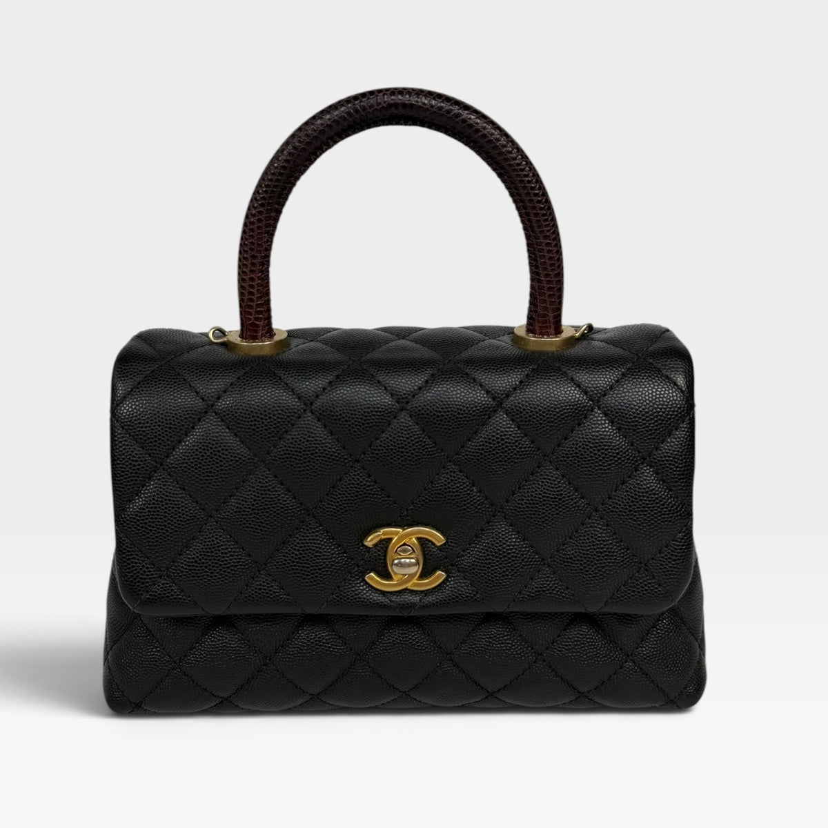 Chanel Small Coco In Black Caviar Lizard Leather With Gold Hardware. 100% authentic and preloved in excellent condition
