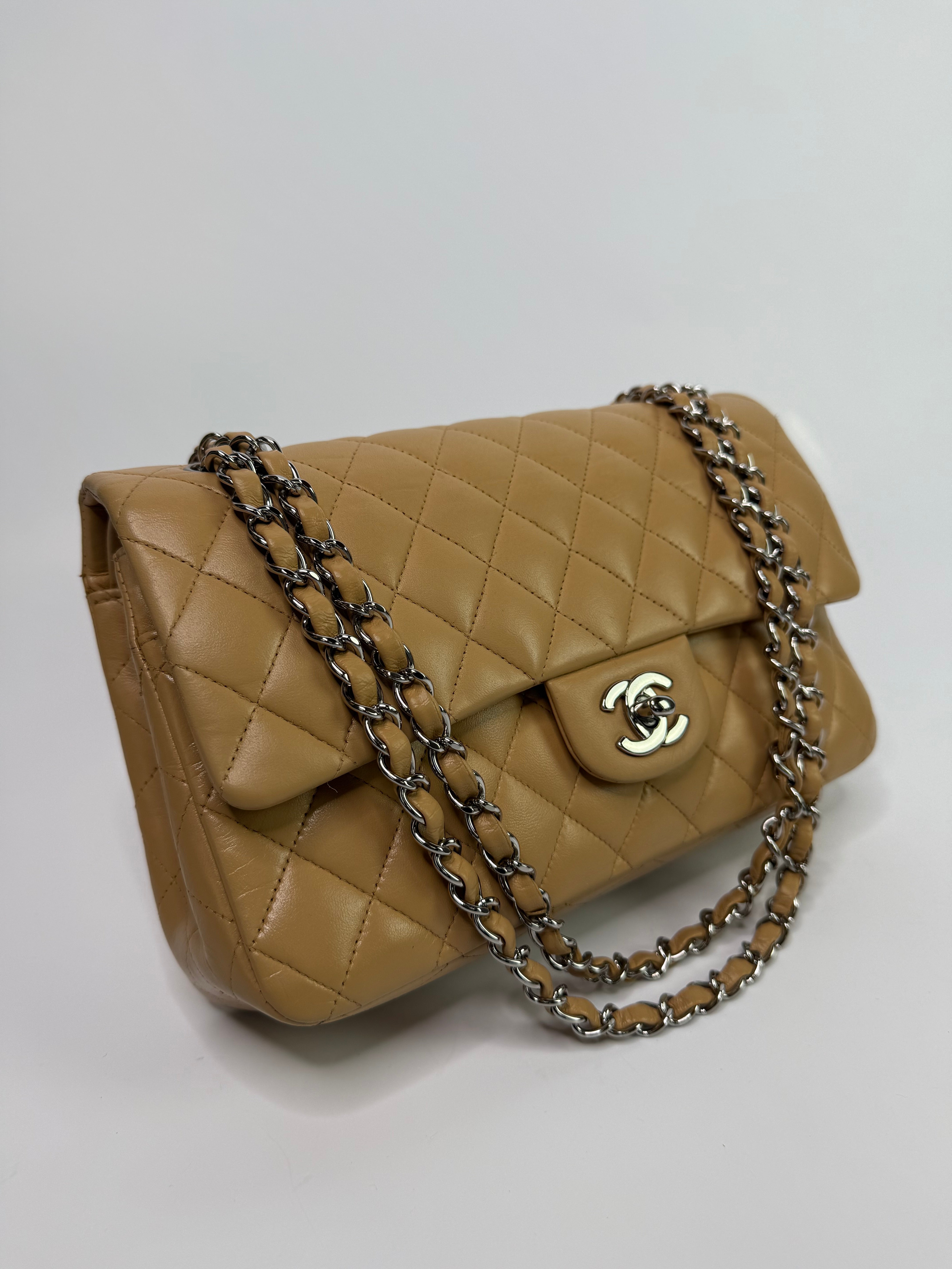 Chanel Medium Classic Double Flap Beige Lambskin With Silver Hardware
Pre Loved & Authentic