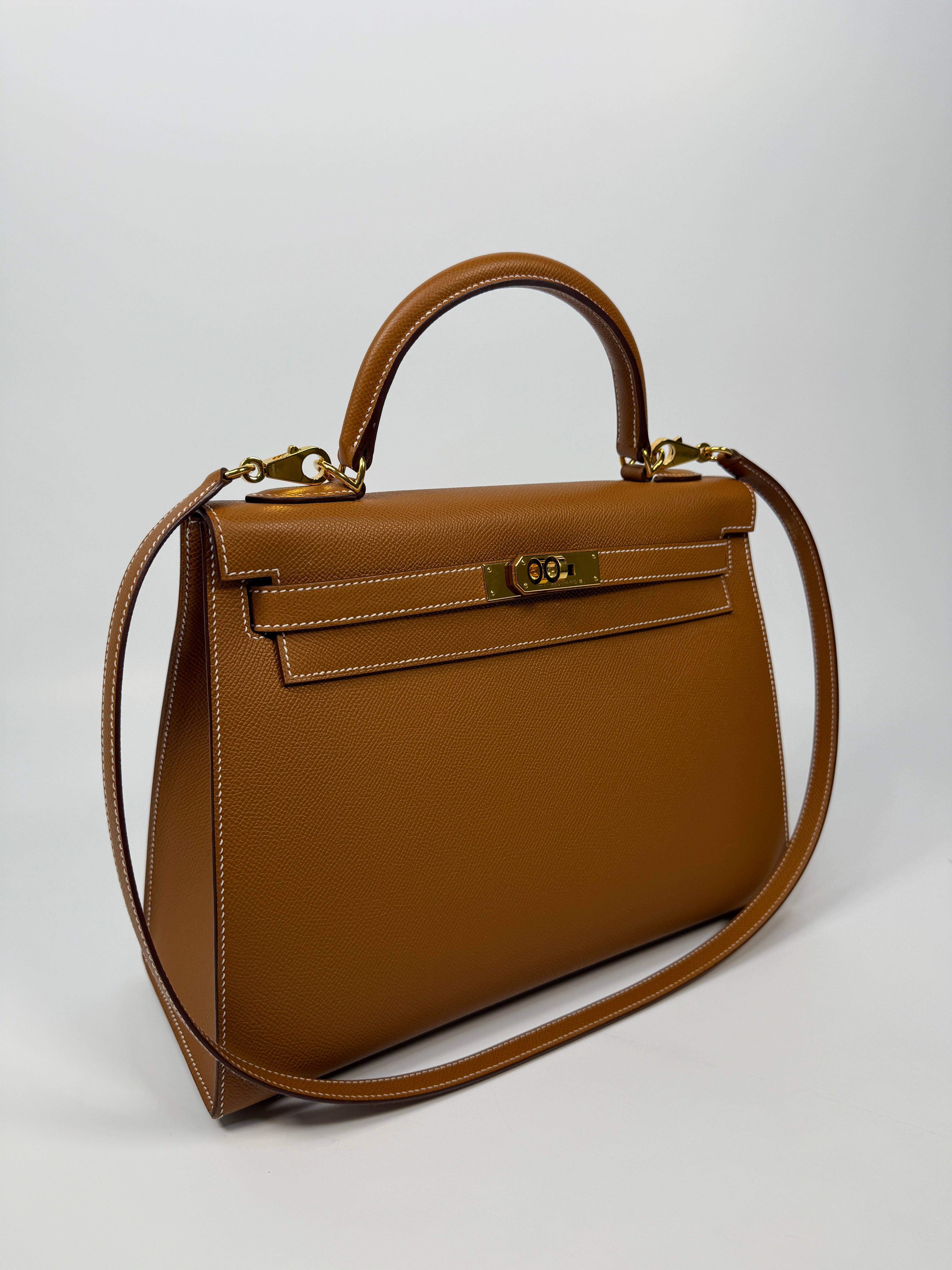 Authentic Pre Loved Hermès Kelly 32 Gold Sellier Epsom Leather With Gold Hardware Excellent Condition