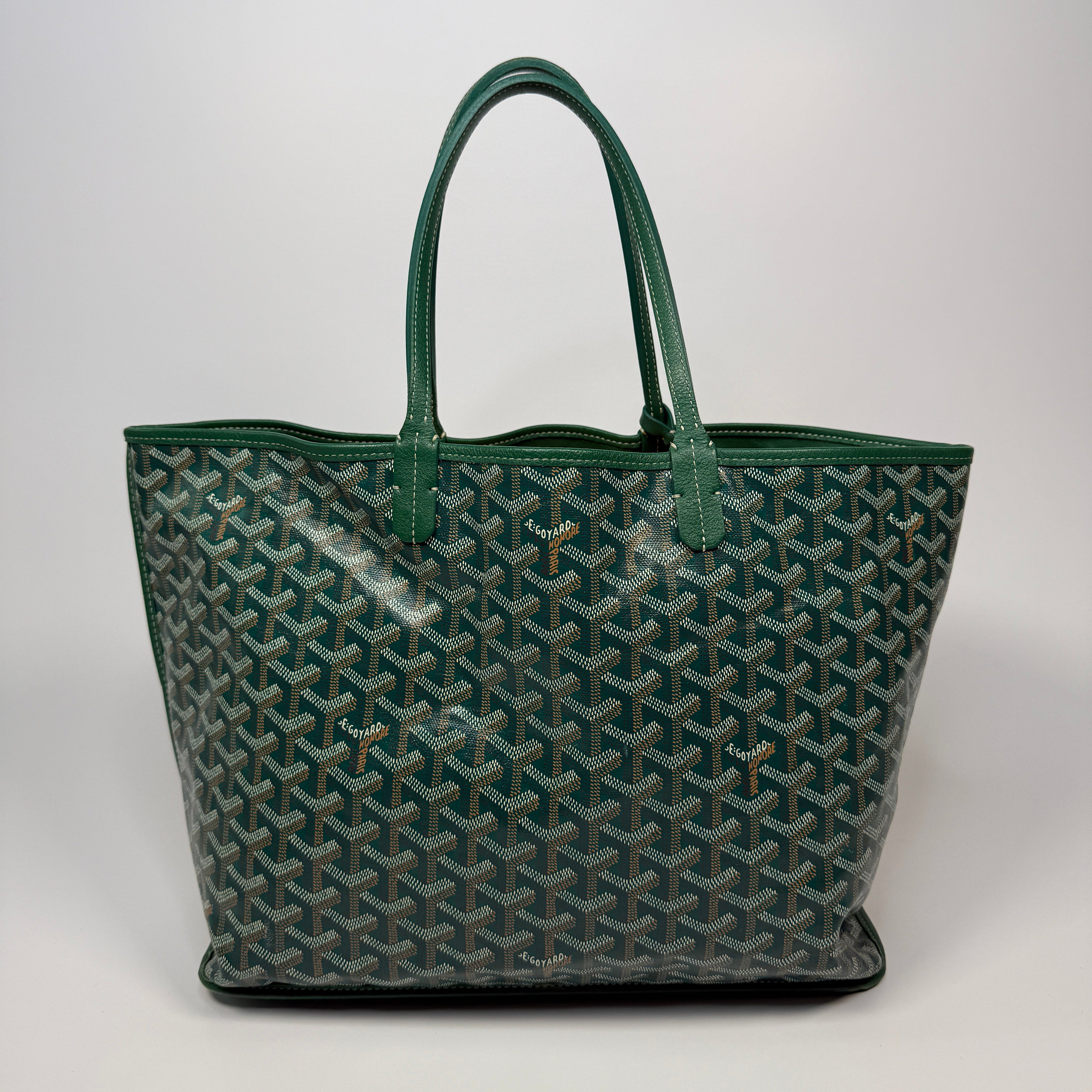 Goyard Anjou GM Tote Bag In Green Goyadine Canvas Authentic and preloved in excellent condition.