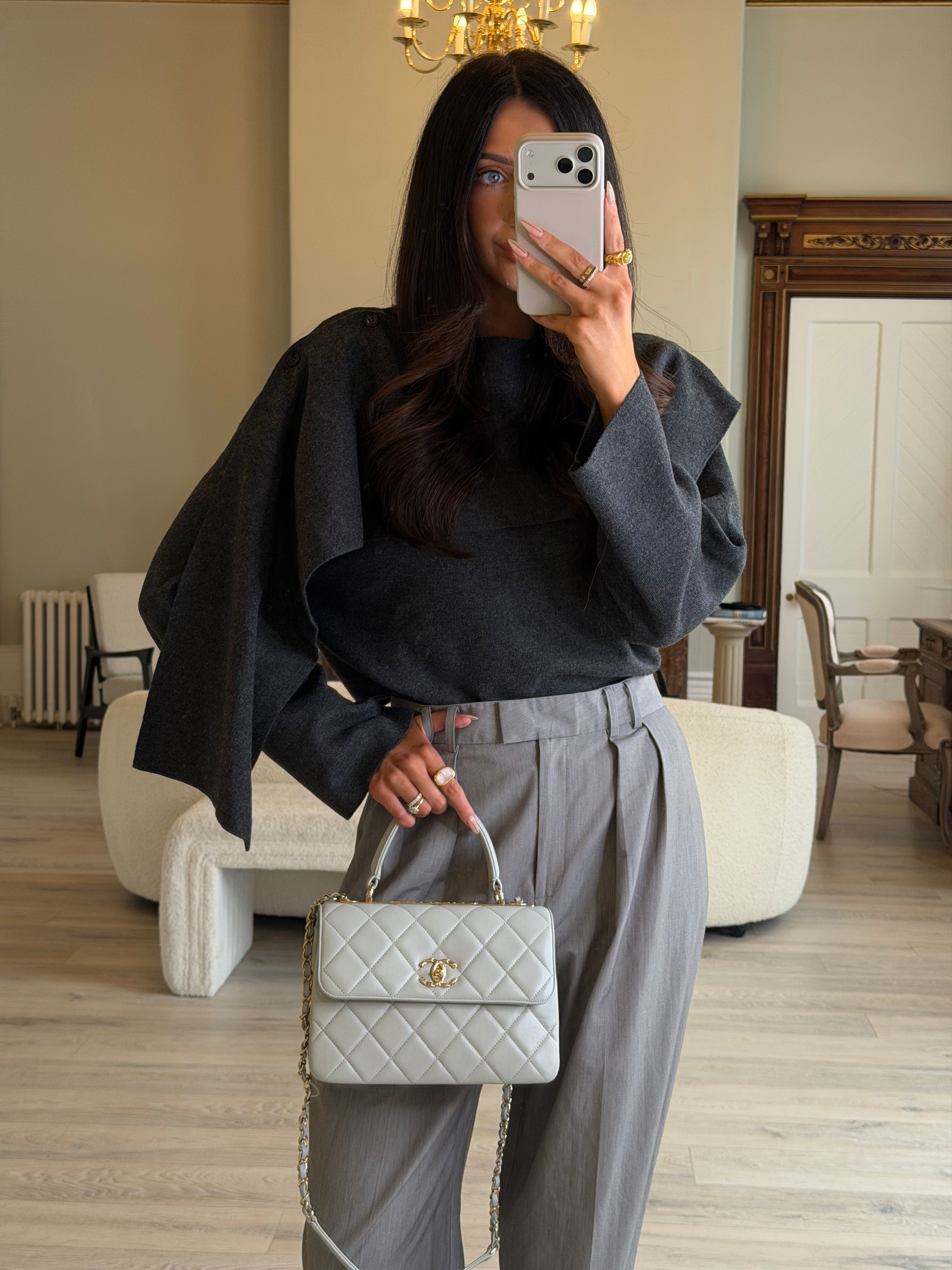 Chanel Small Trendy Top Handle Flap Bag In Glacier Lambskin With Gold Hardware Authentic and preloved in excellent condition