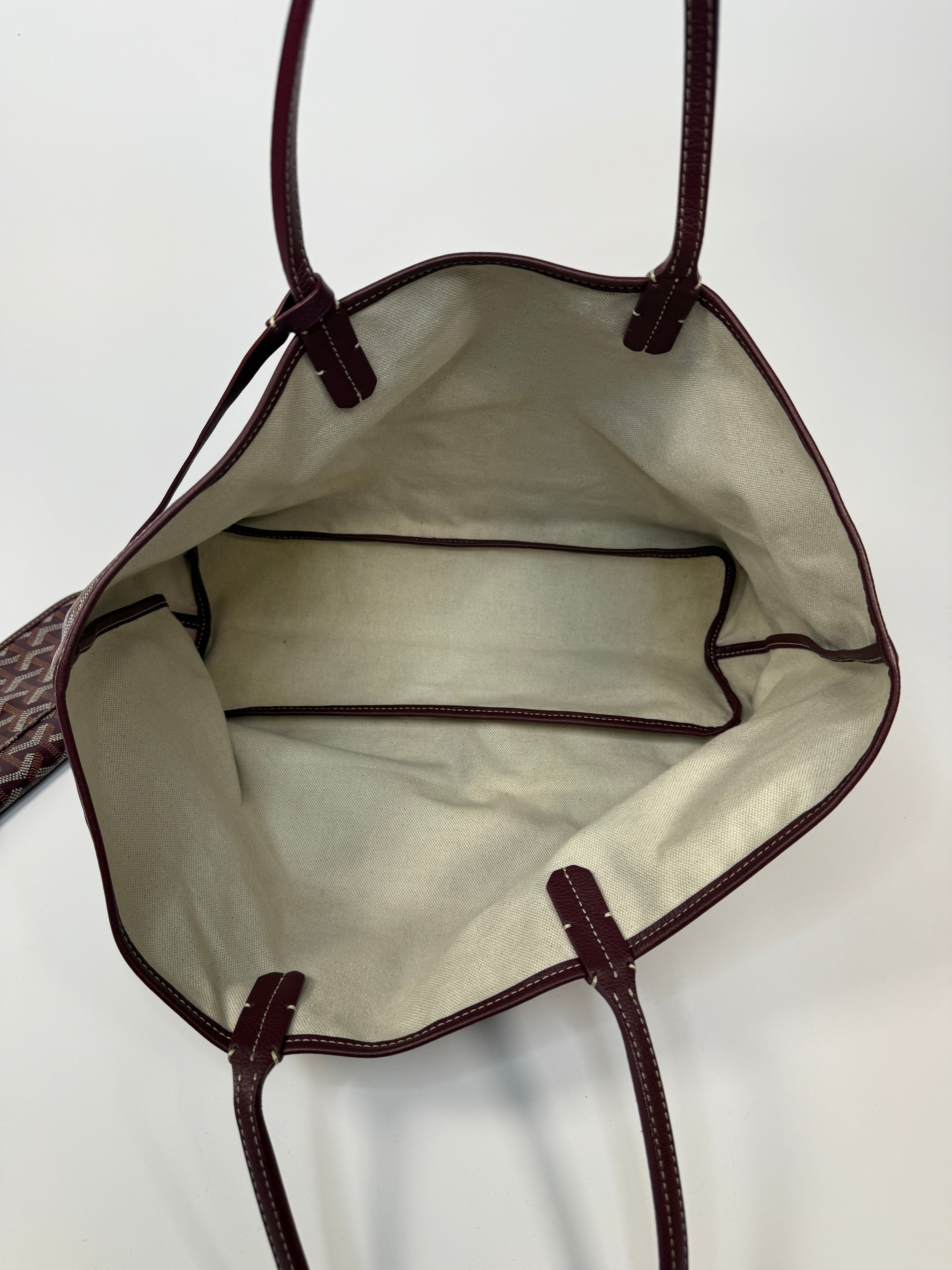 Goyard St Louis PM Tote Bag In Burgundy Coated Canvas. Authentic and preloved. Excellent condition.