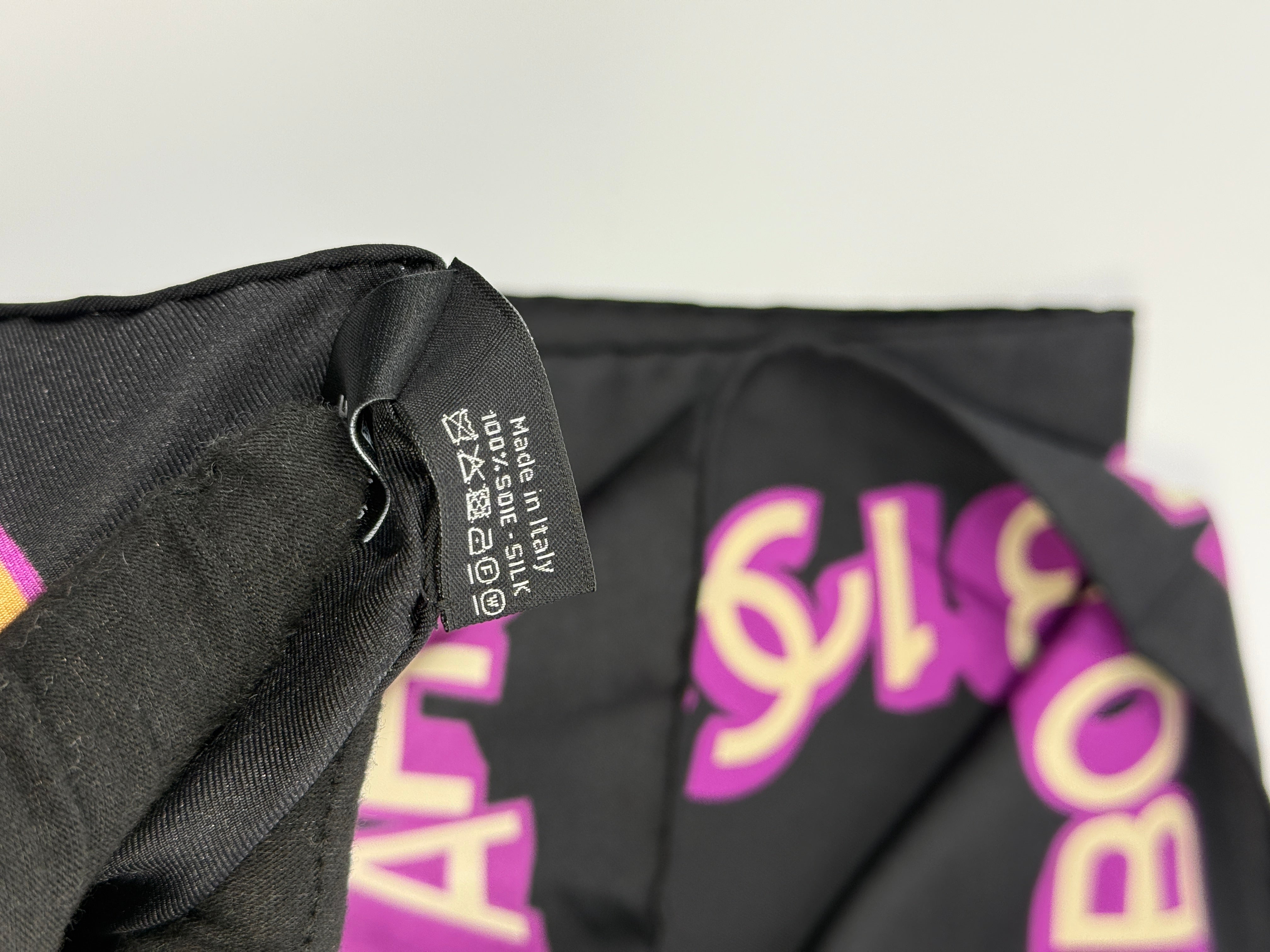 Chanel Silk Coco Scarf In Navy And Fuchsia Polka Dot, Authentic And Preloved In Excellent Condition