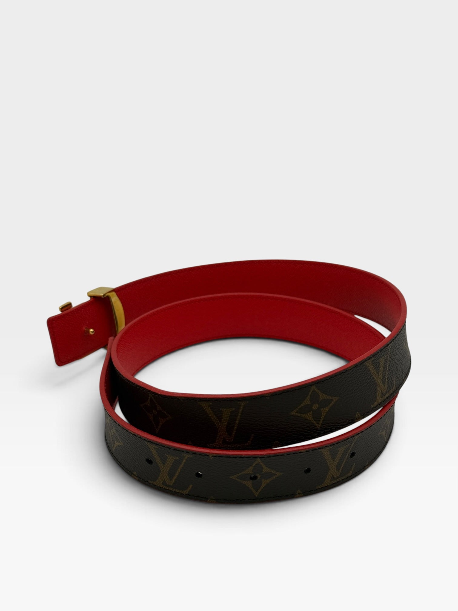 Louis Vuitton Iconic 25MM Reversible Belt Monogram/Red. 100% authentic and preloved in excellent condition