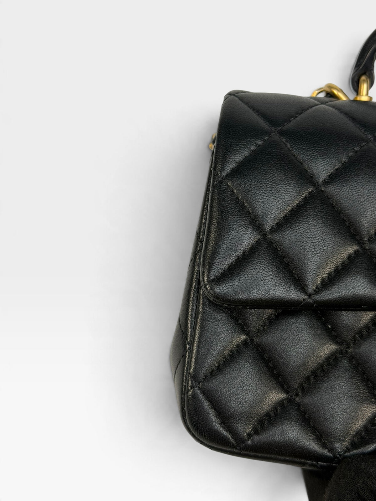 Chanel Mini Rectangle Top Handle In Black Lambskin With Gold Hardware. 100% authentic and pre loved in excellent condition.