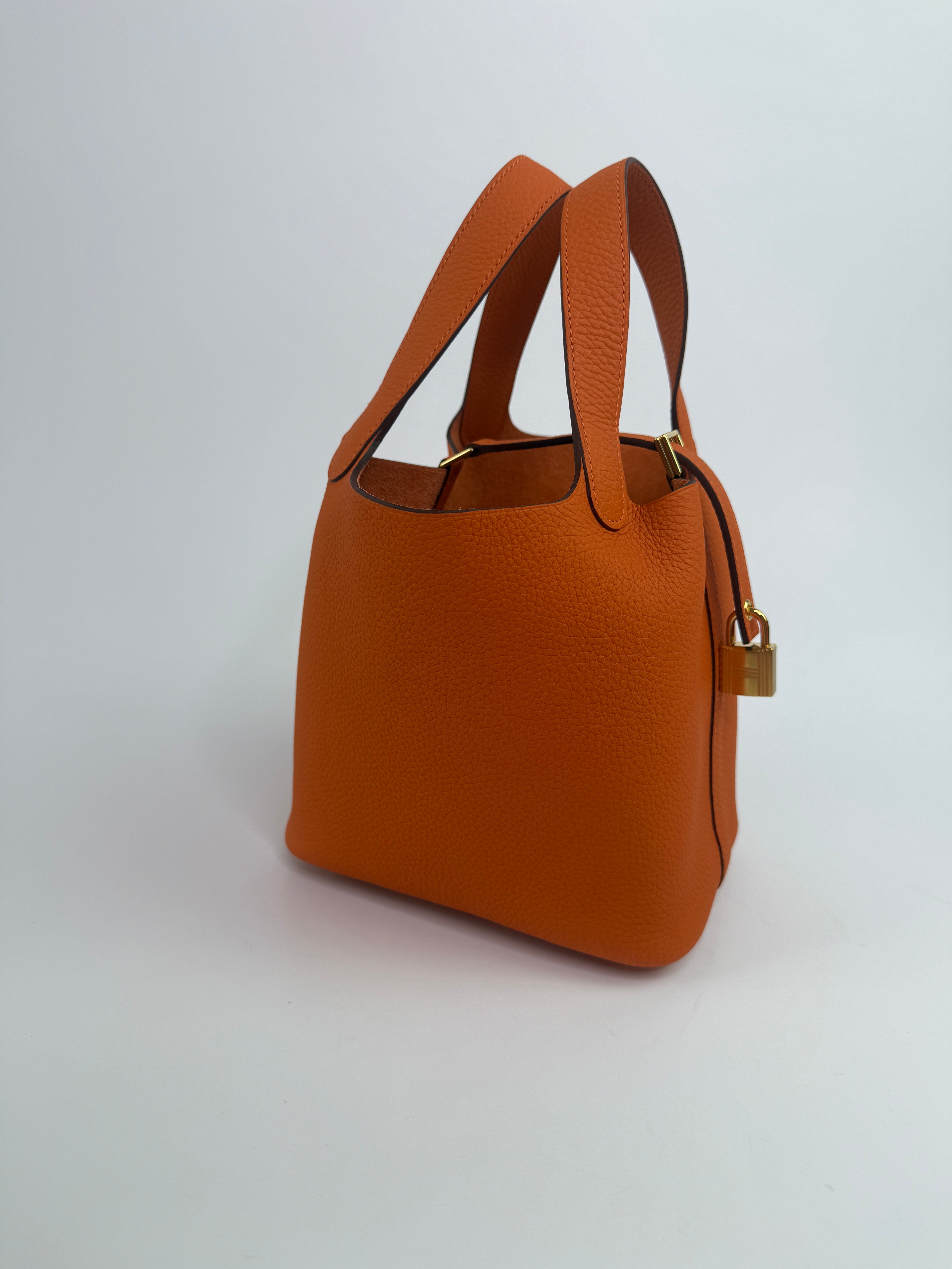 Hermès Picotin 18 In Orange Clemence Leather With GHW