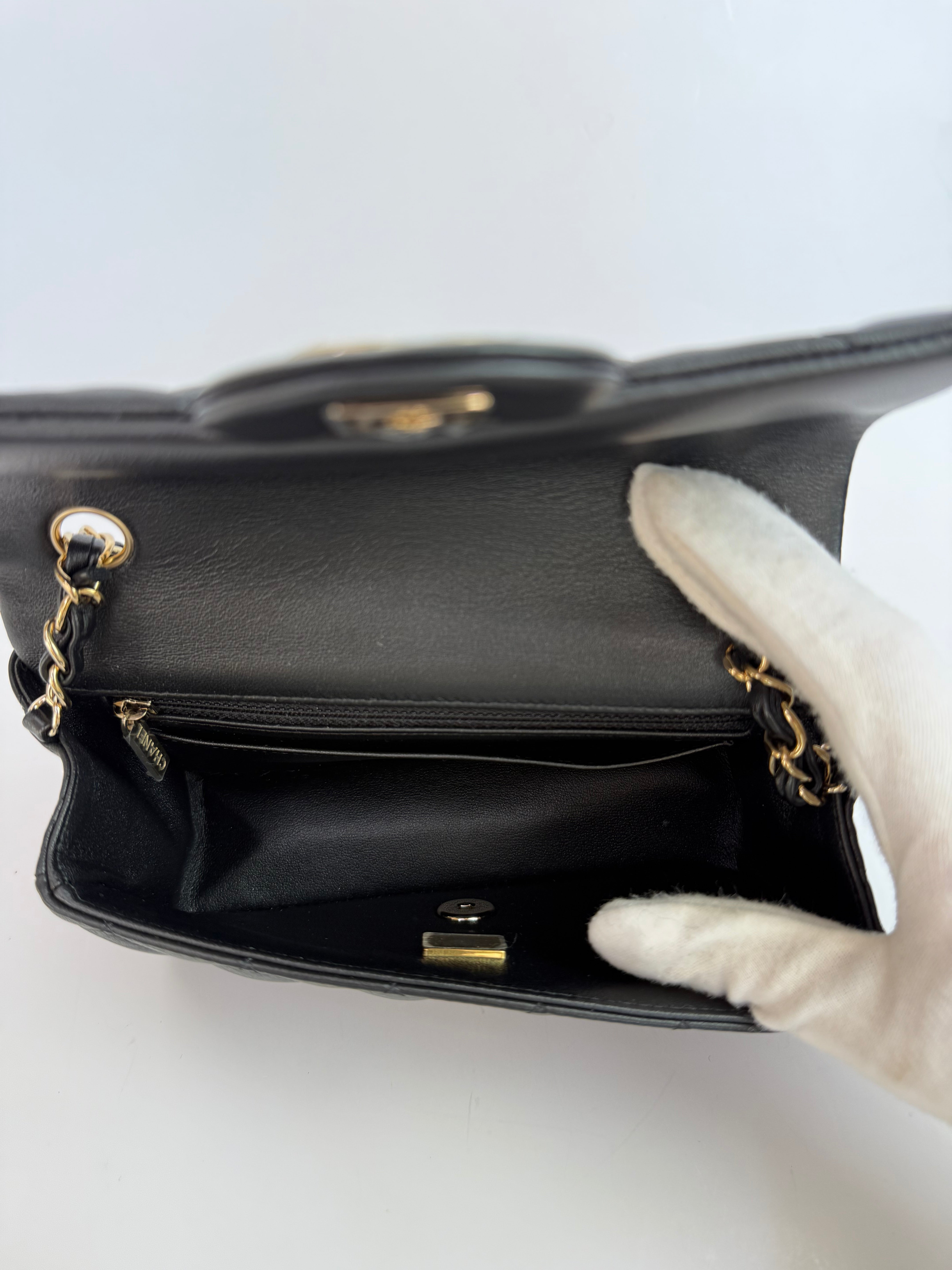 Chanel Mini Rectangle In Black Lambskin With GHW