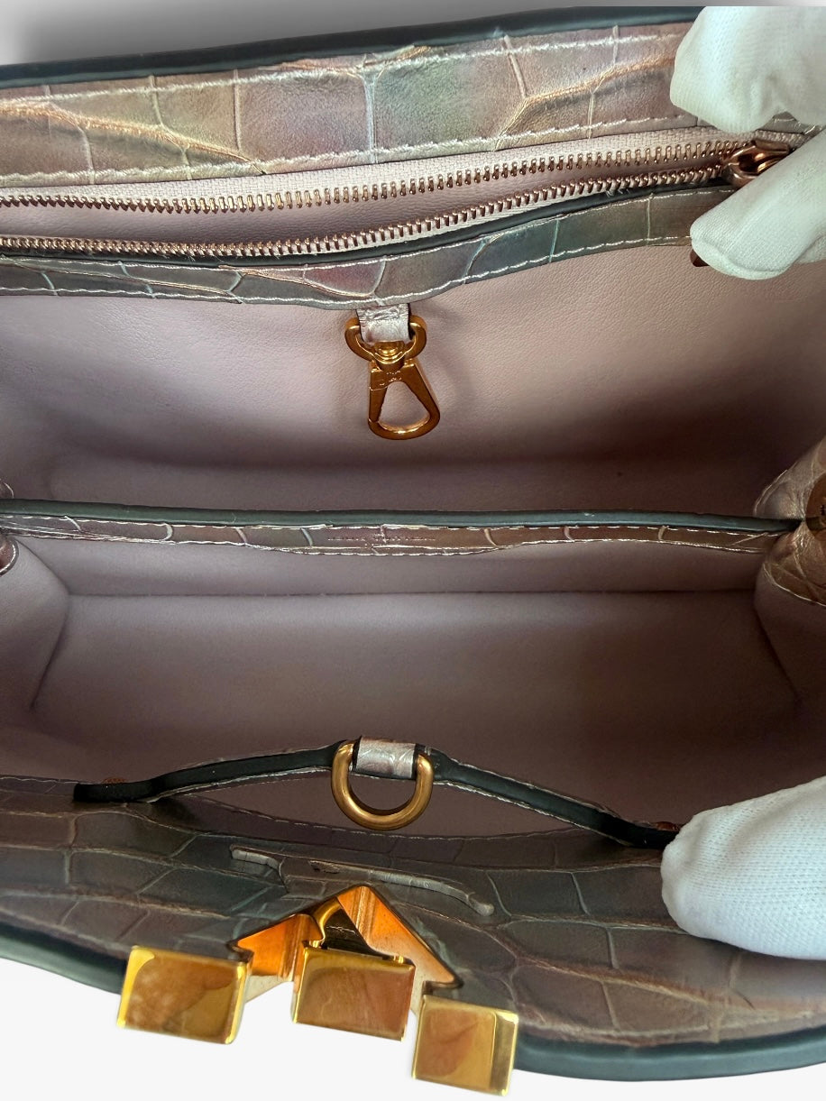 Louis Vuitton Capucines BB in Iridescent Metallic Alligator with Gold Hardware