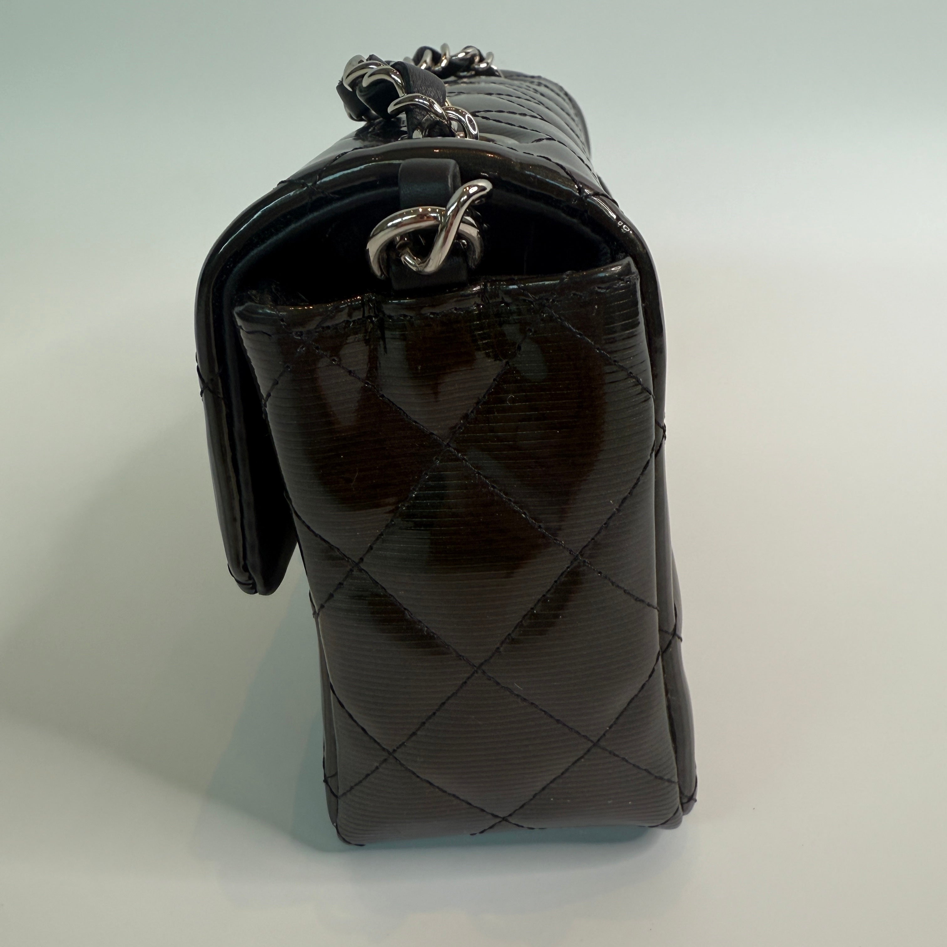 Chanel Mini Rectangle In Gunmetal Patent With SHW