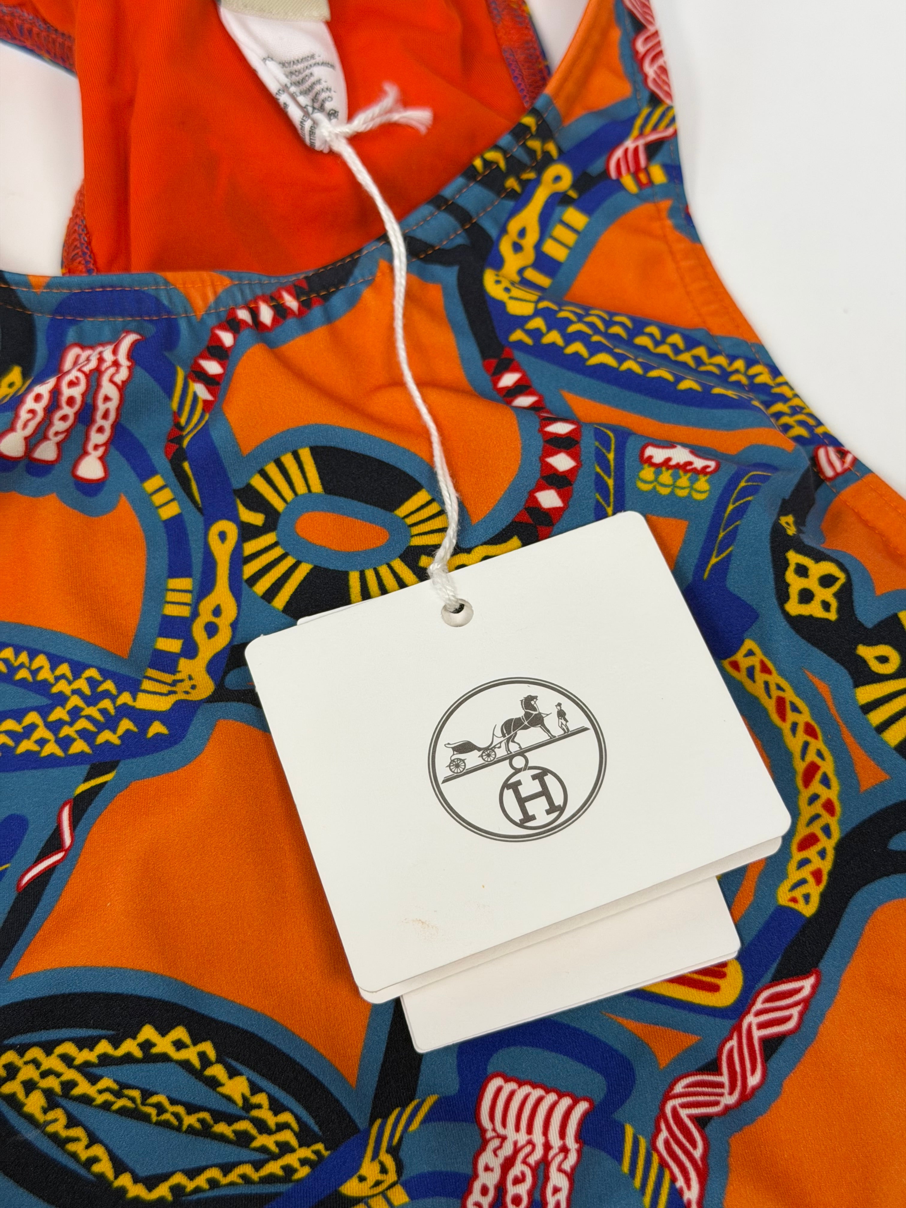 Hermès Printed Bikini Top (Size UK8 )