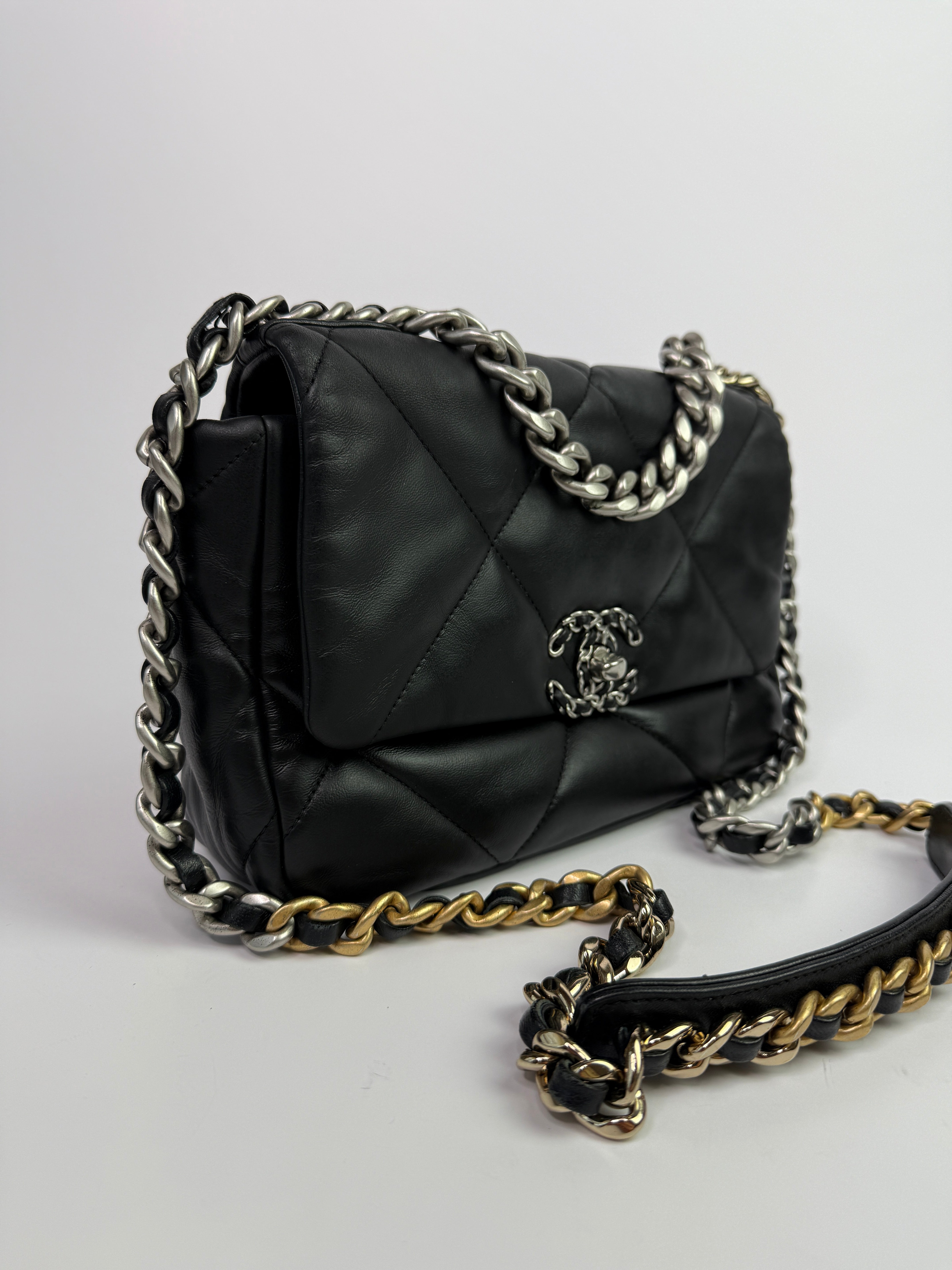 Chanel 19 Small In Black Lambskin Leather
Pre Loved & Authentic