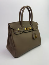 Hermès Birkin 30 Sellier In Etoupe Togo Leather GHW