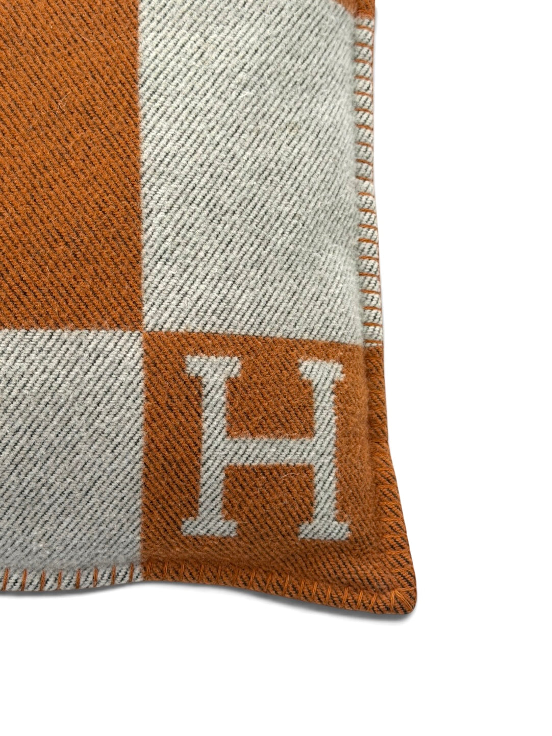 Hermès Avalon Cushion 50x50 In Ecru & Potiron. 100% authentic and preloved in excellent condition.