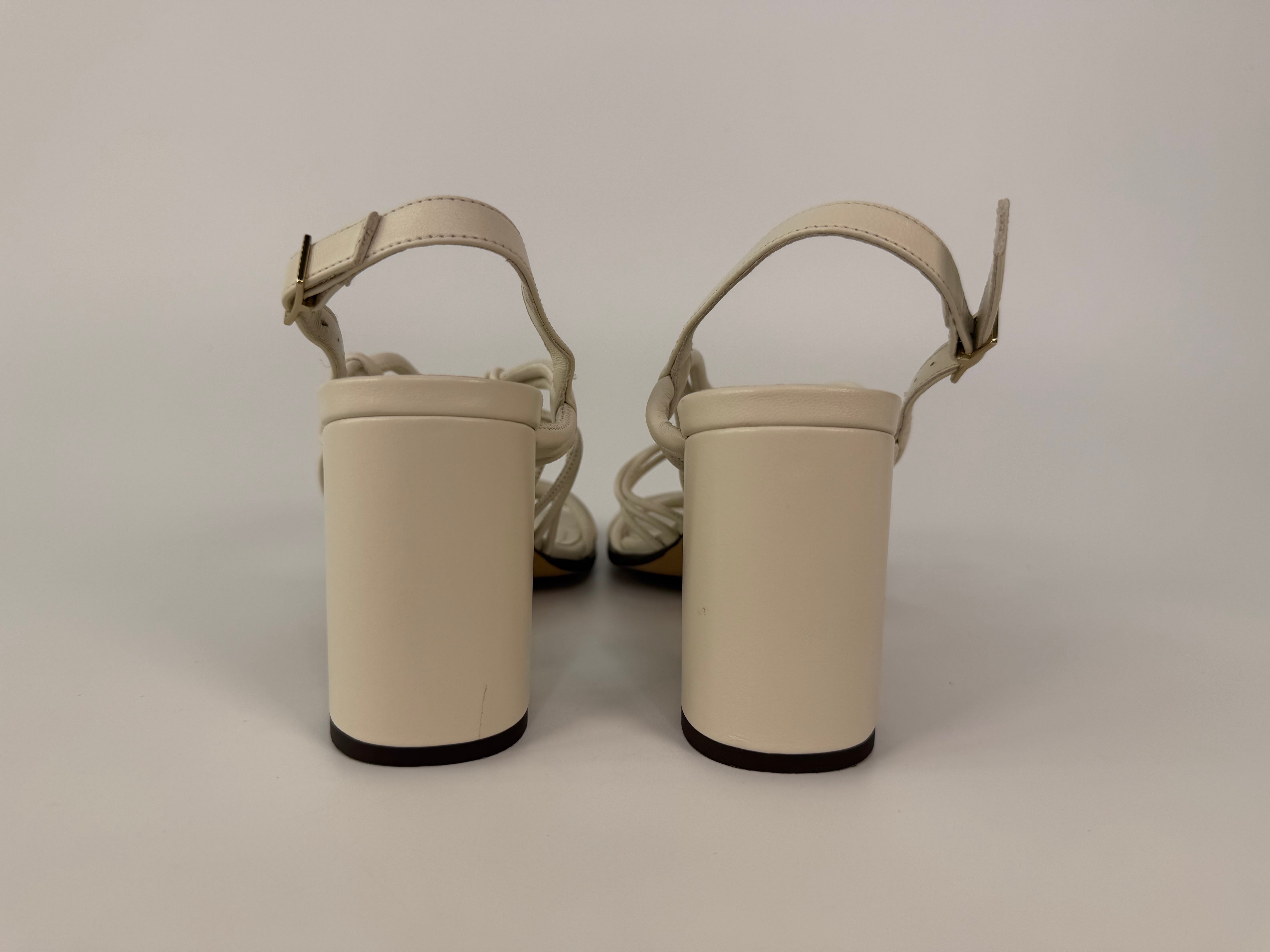 Christian Dior Strappy Heeled Sandals In White Lambskin (Size 37/UK4) 100% authentic and preloved in excellent condition