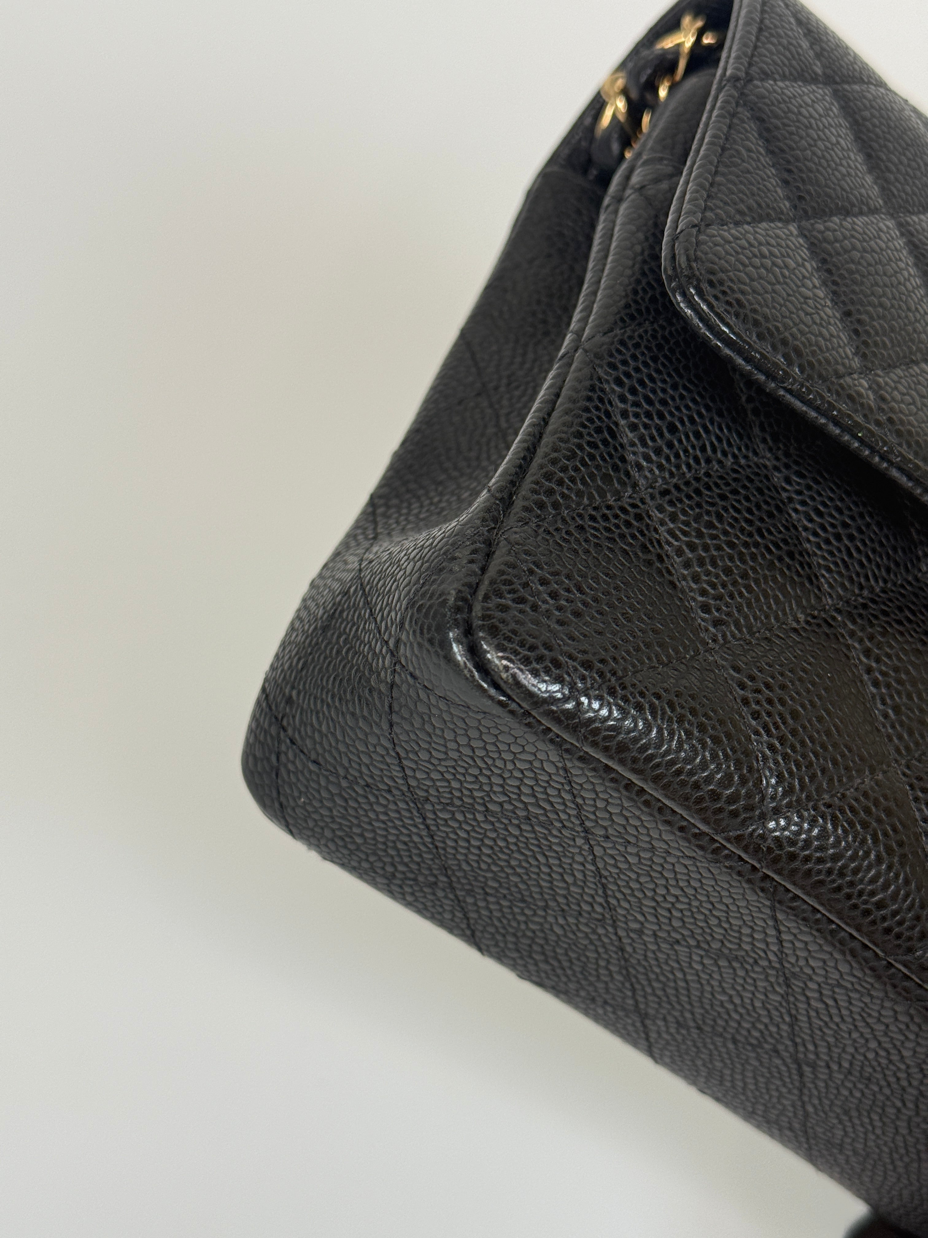 Chanel Medium Classic Double Flap Black Caviar Leather With Gold Hardware. Authentic and preloved. 100% Authenticity guarantee