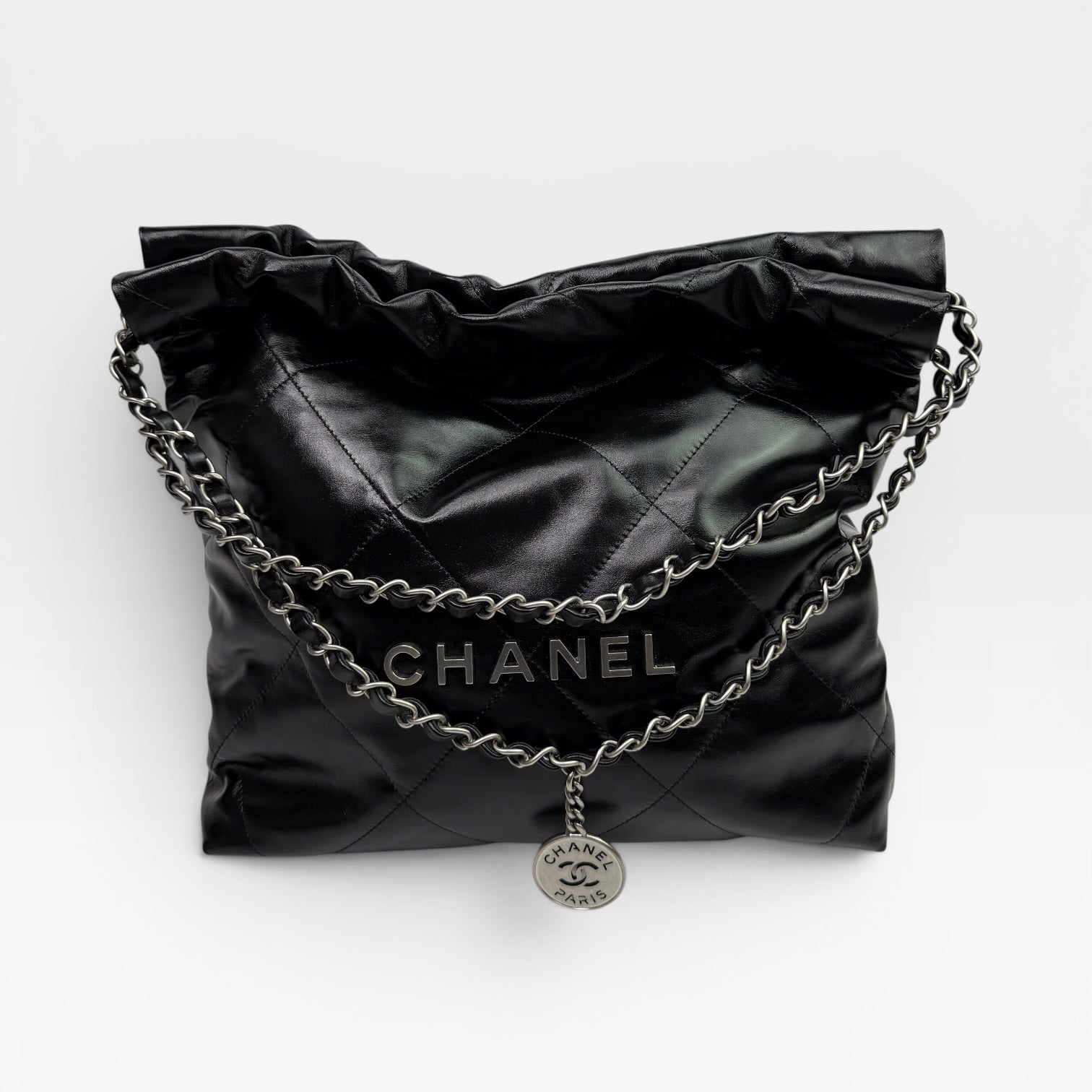 Chanel 22 Handbag In Black Calfskin Leather With SHW