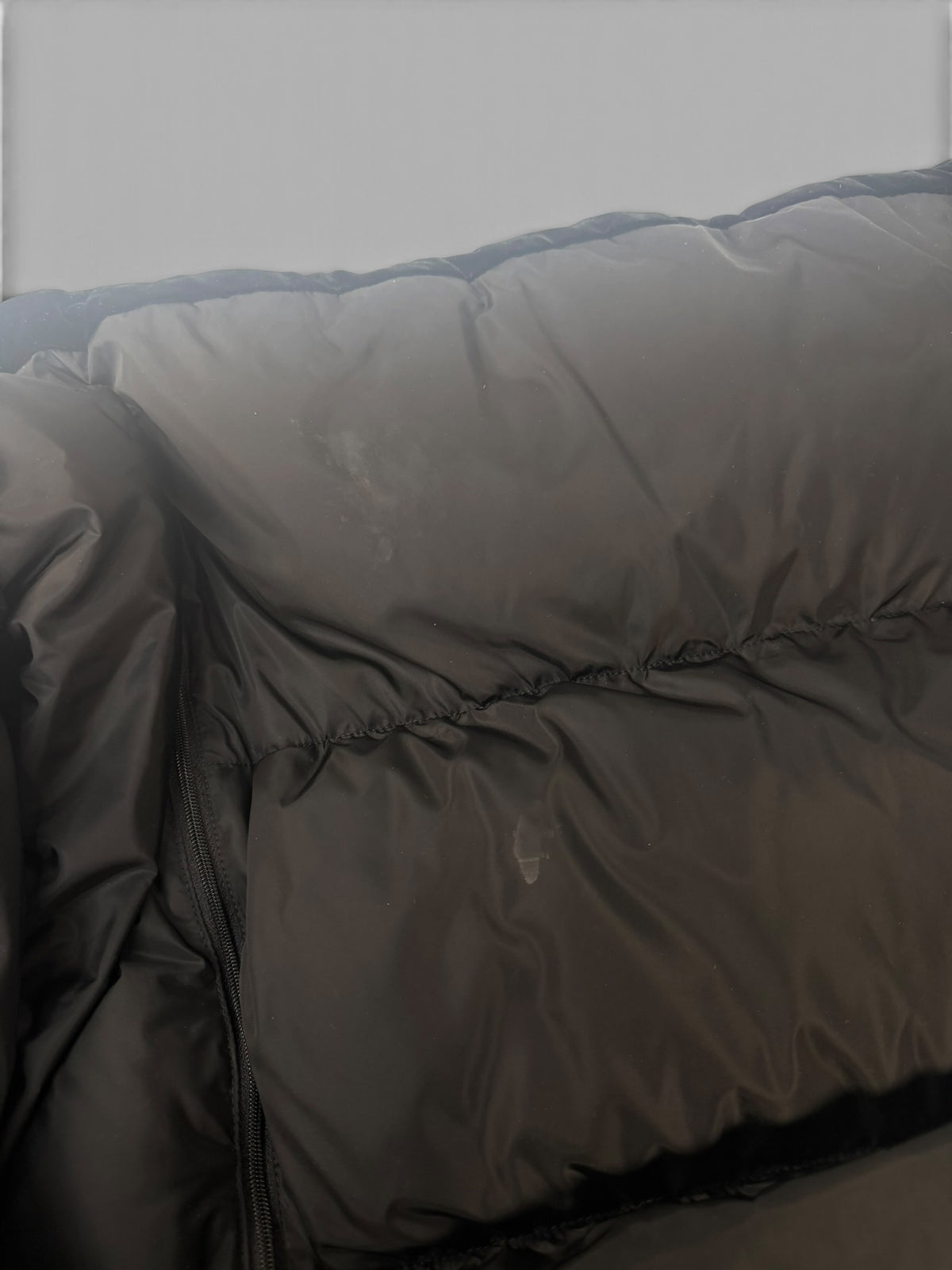 Prada Down-Filled Puffer Jacket In Black Velvet (Size 44/UK 12)