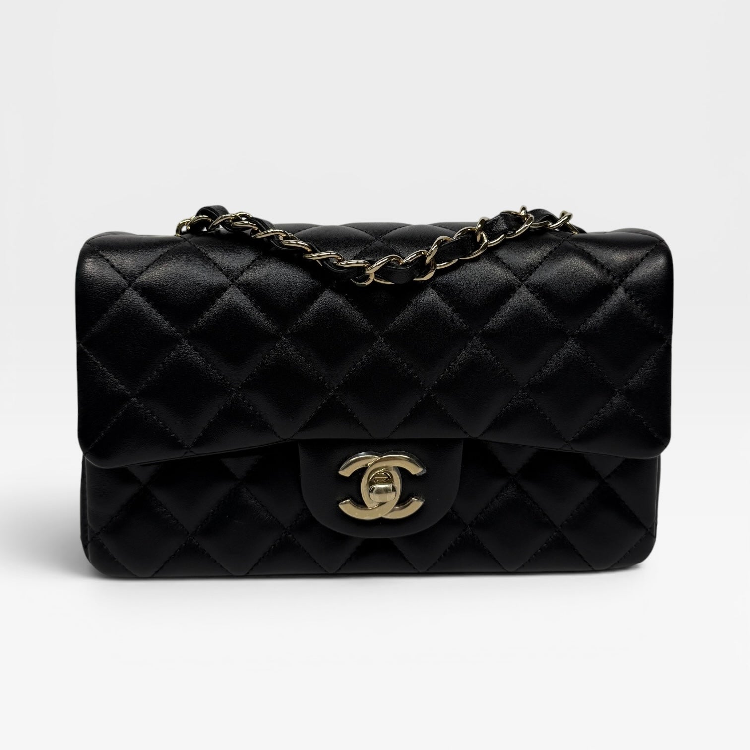 Chanel Mini Rectangle In Black Lambskin With PGHW