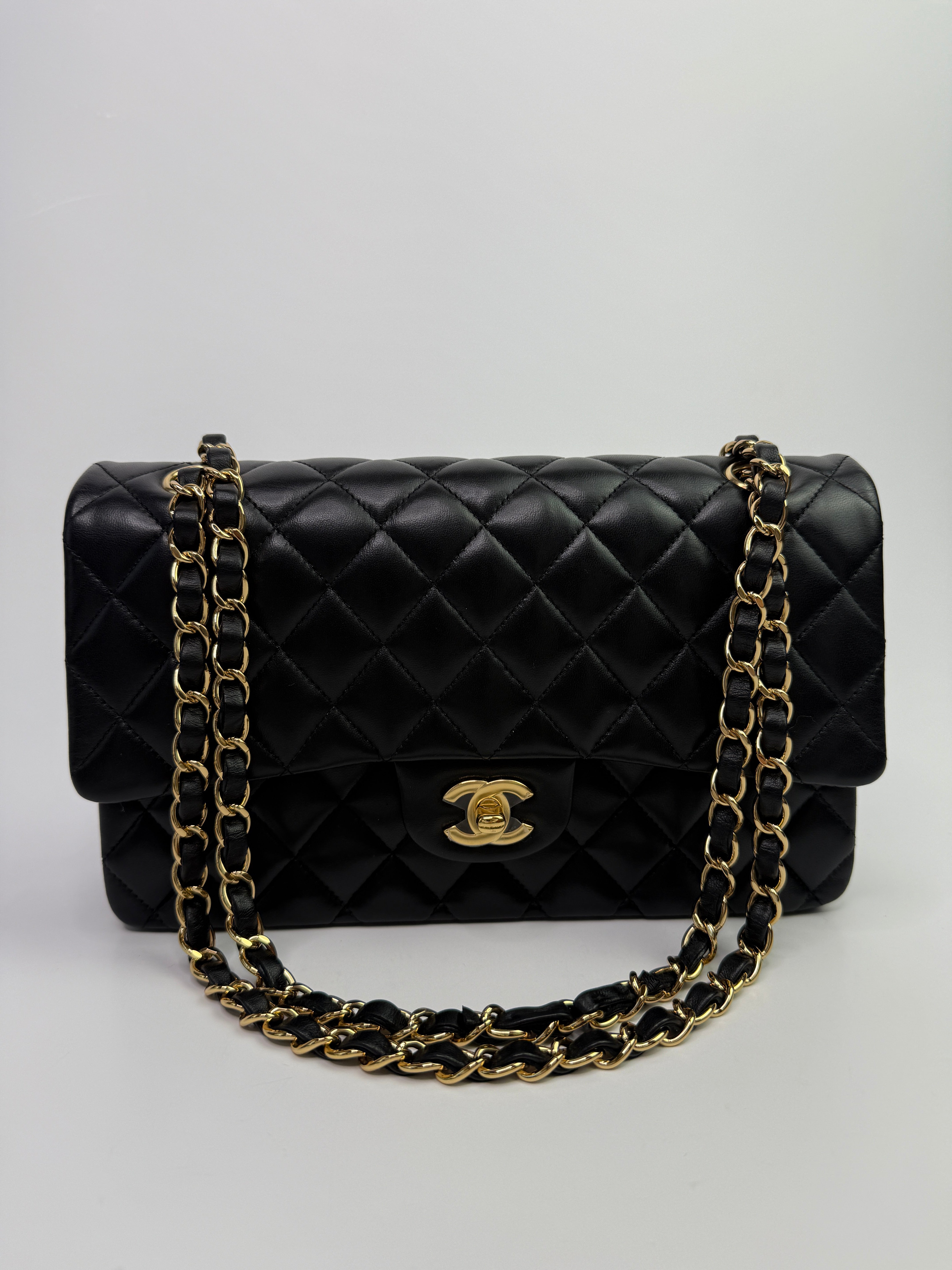 Chanel Medium Classic Double Flap Black Lambskin With GHW